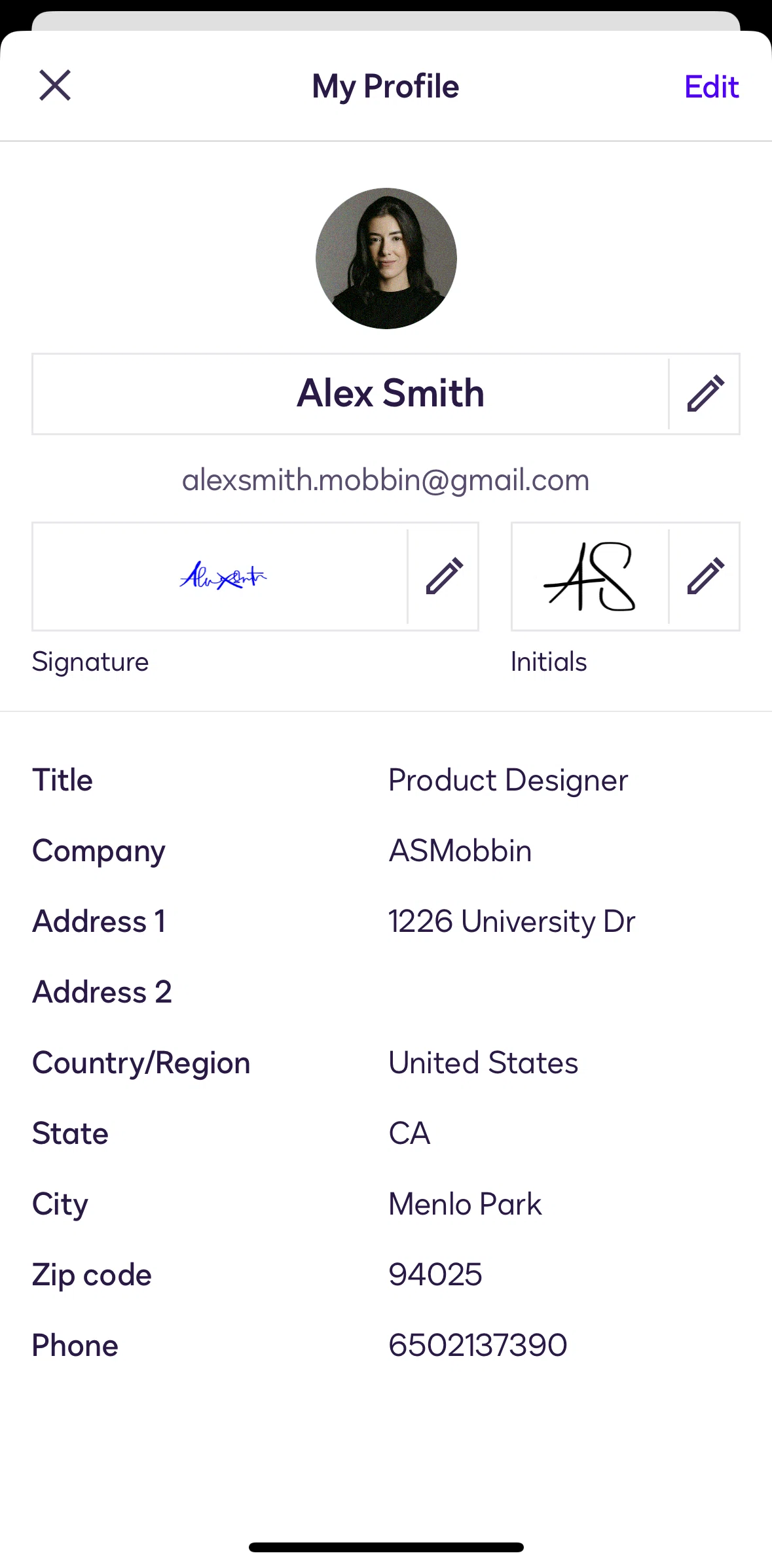 Docusign Screen screen in the Deleting a signature flow