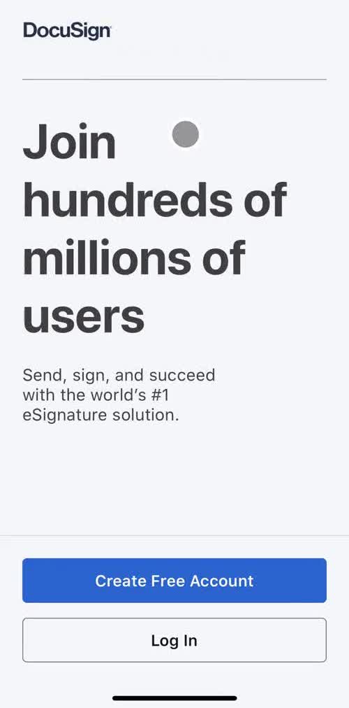 Docusign Start screen screen in the Onboarding flow