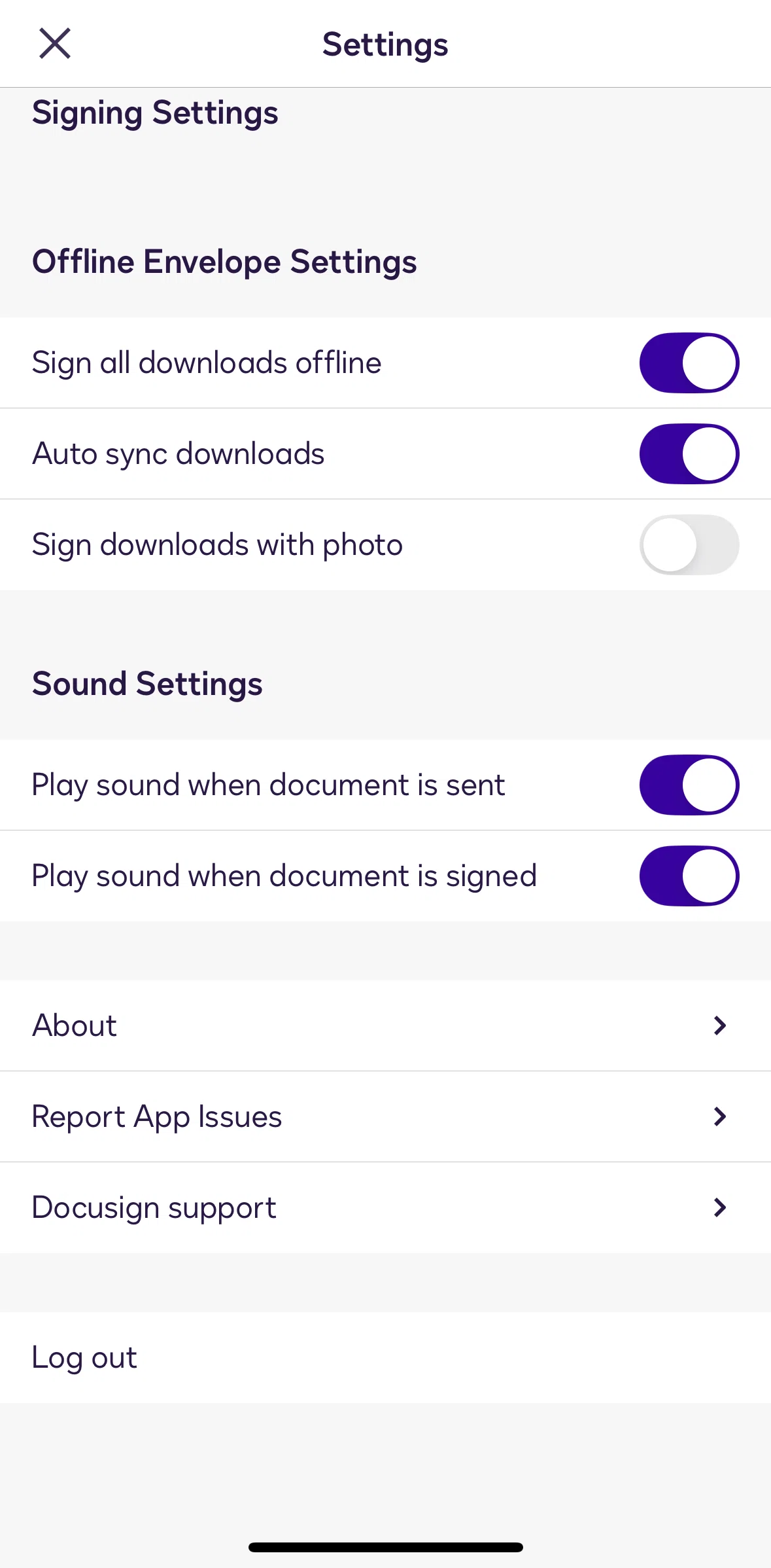 Docusign Screen screen in the Privacy policy flow