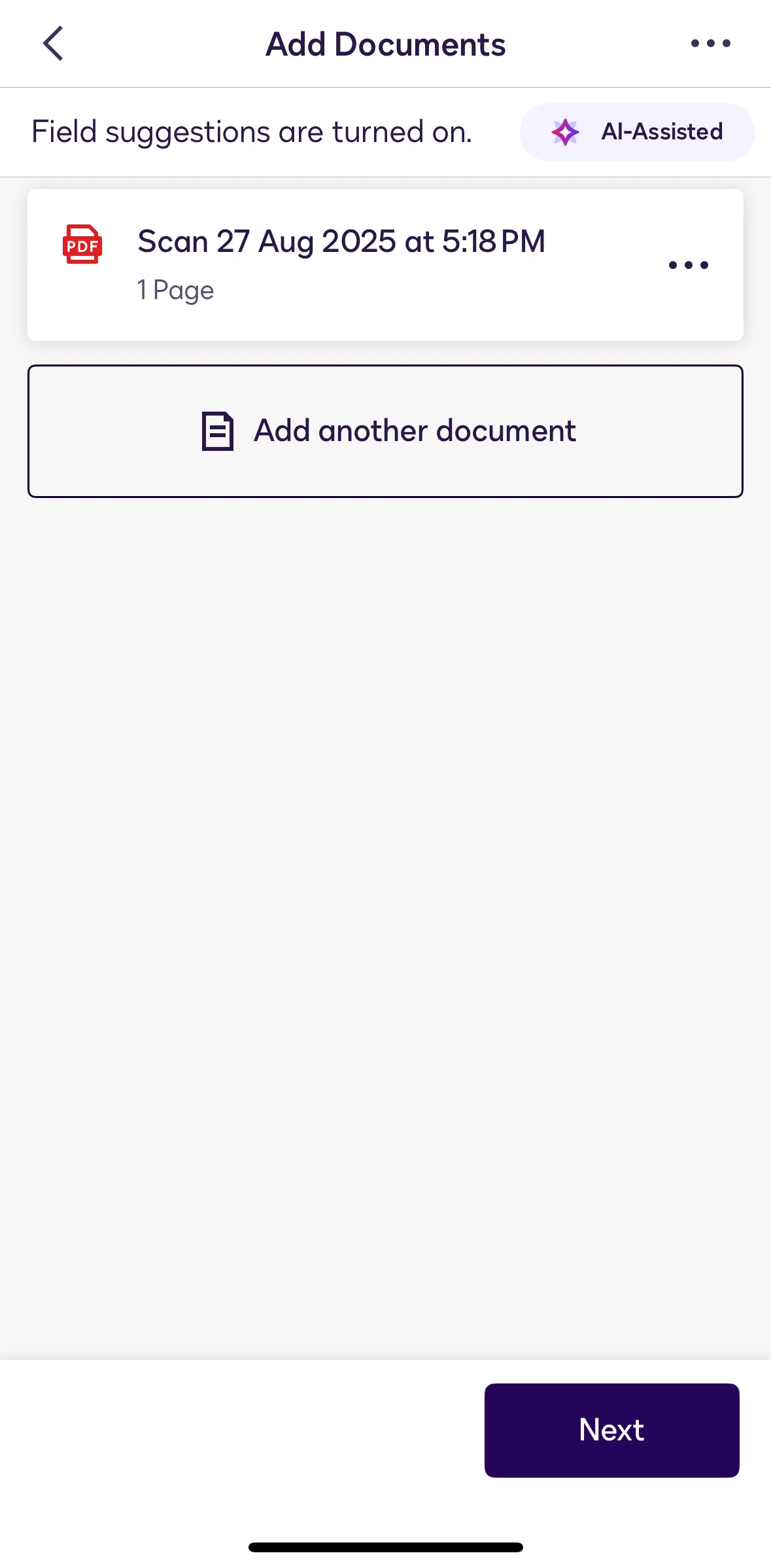 Docusign Screen screen in the Saving an envelope as a draft flow