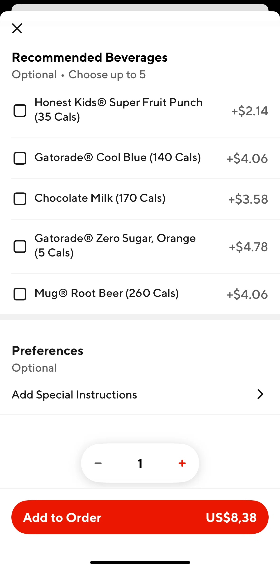 Door Dash Screen screen in the Adding a preference flow