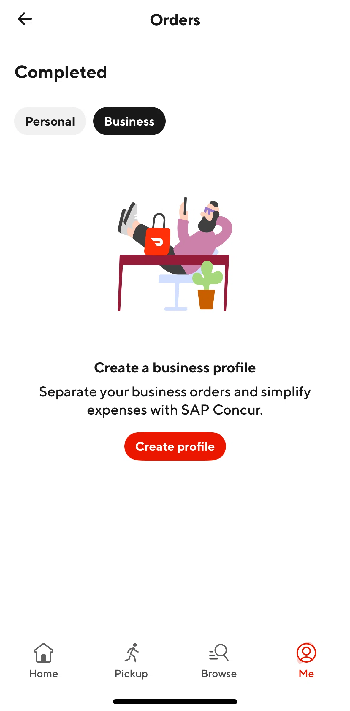 Door Dash Screen screen in the Creating a business profile flow