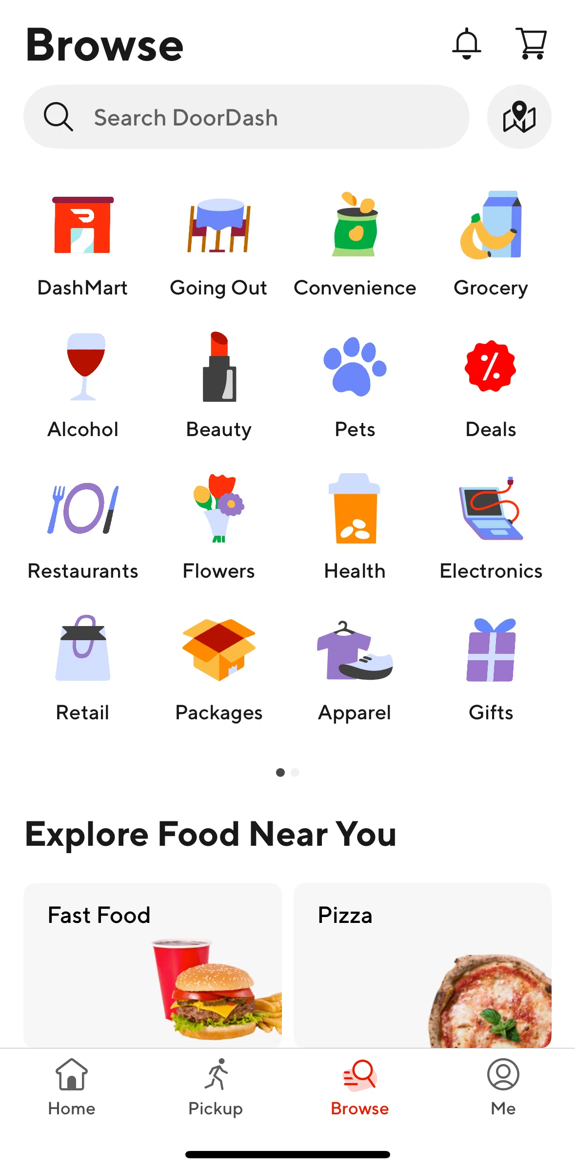 Door Dash Screen screen in the Grocery flow