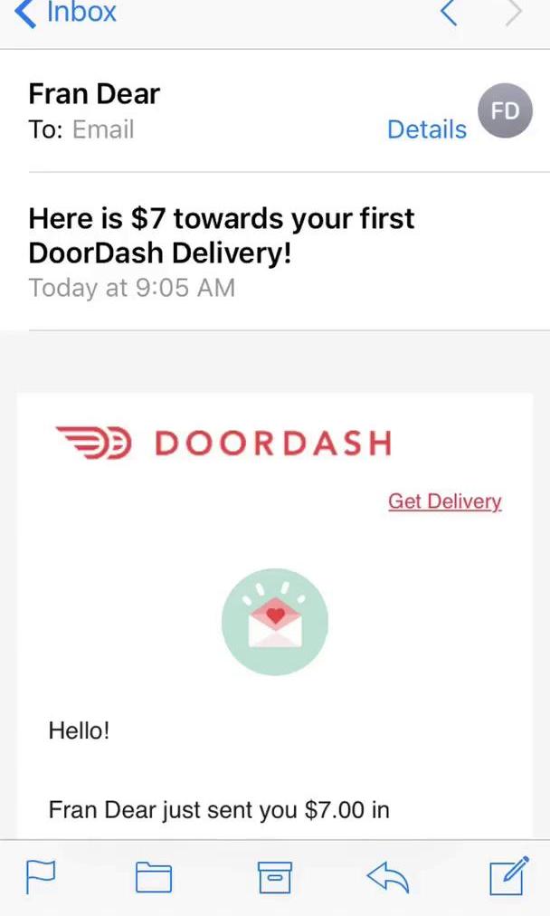 Door Dash Screen screen in the Invite Code Redeeming flow