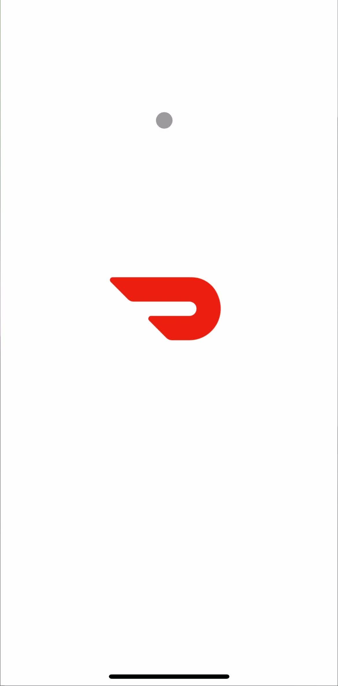 Door Dash Splash screen screen in the Onboarding flow