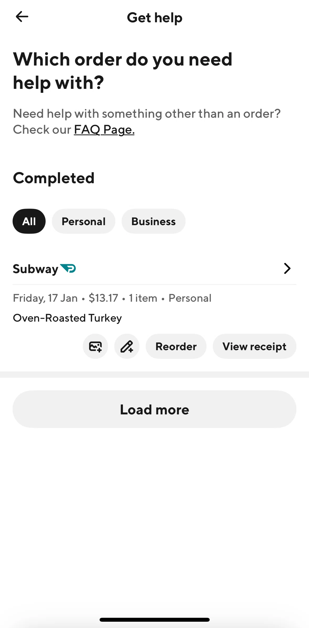 Door Dash Screen screen in the Rating an order flow