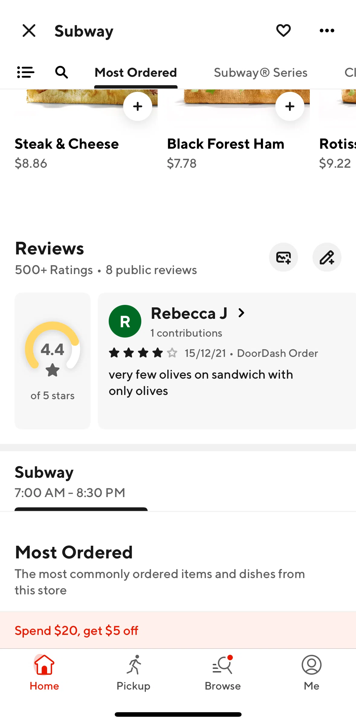 Door Dash Screen screen in the Reviews flow