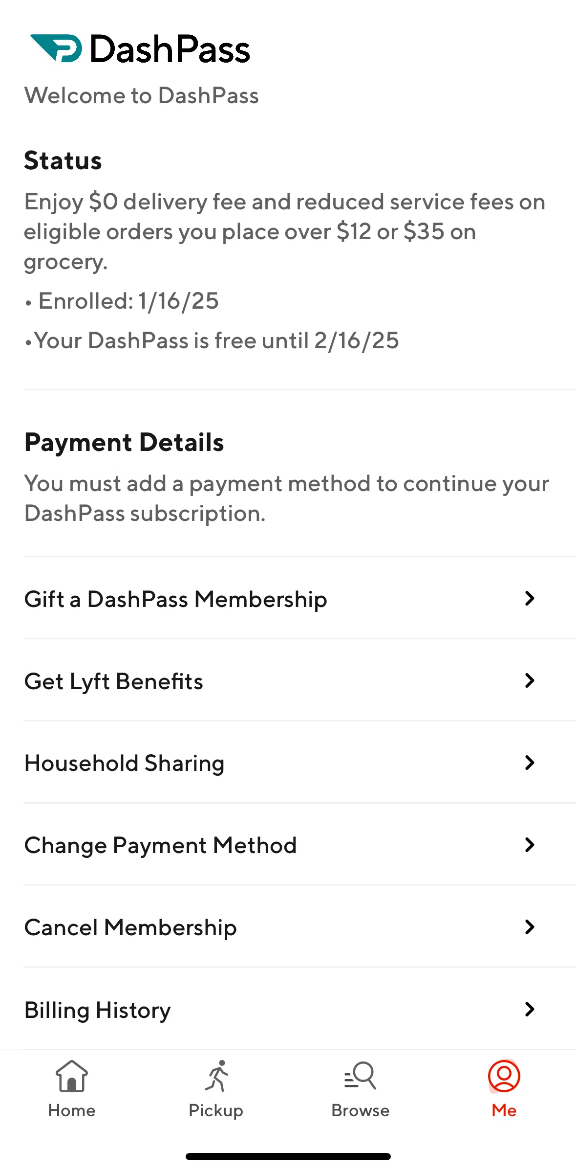 Door Dash Screen screen in the Send DashPass gift card flow