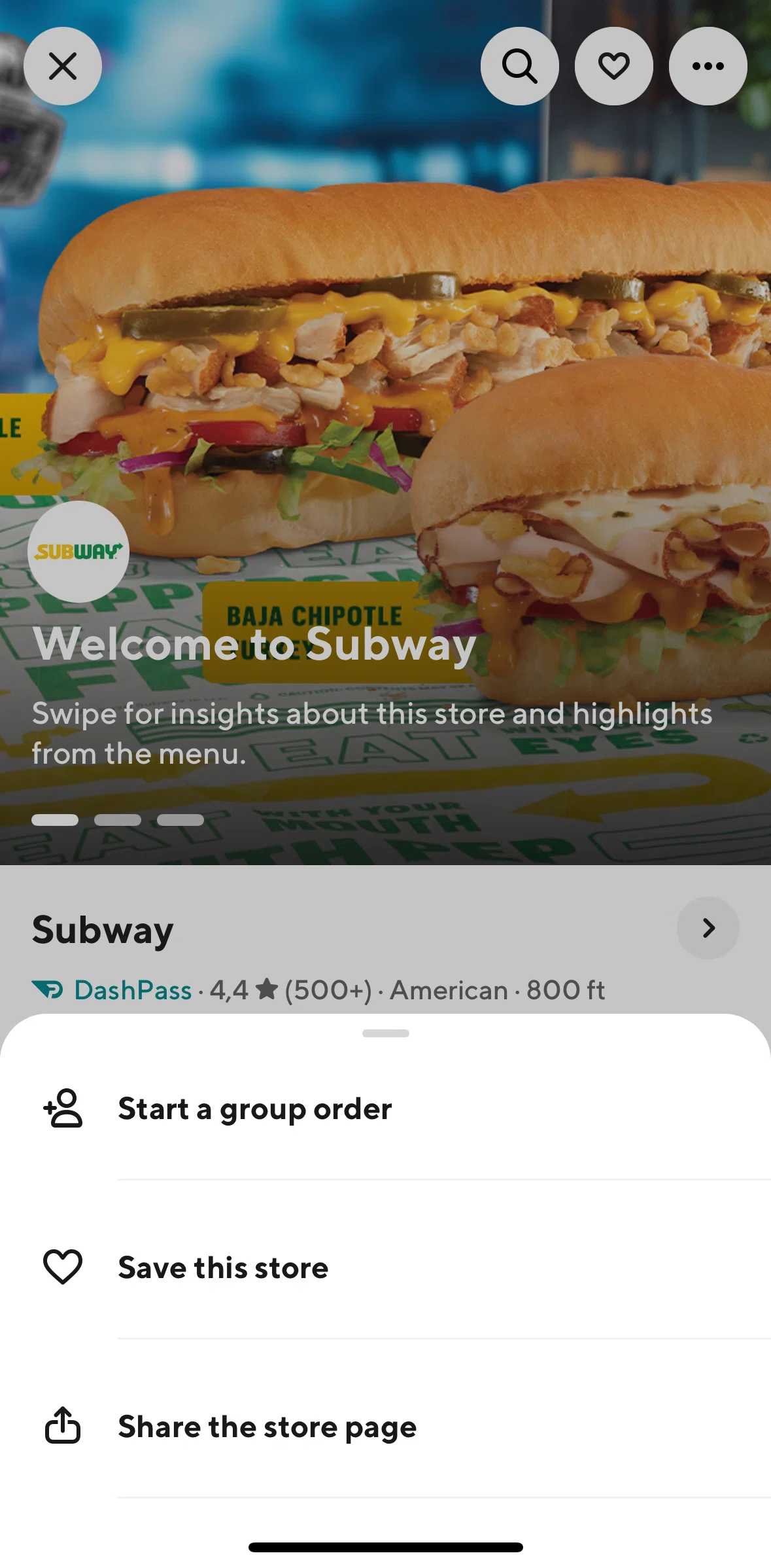 Door Dash Screen screen in the Starting a group order flow