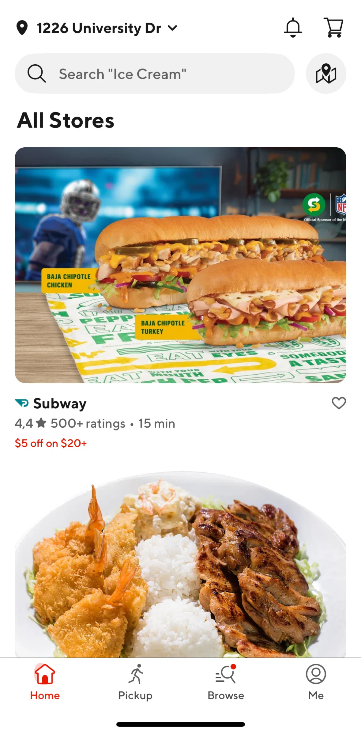 Door Dash Screen screen in the Store detail flow