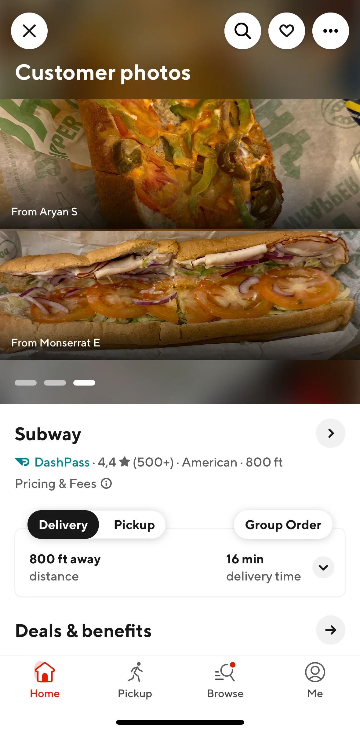 Door Dash Screen screen in the View photo gallery flow