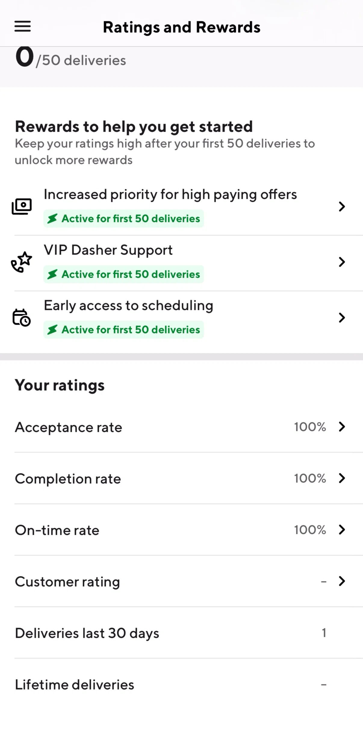 Doordash Dasher Screen screen in the Customer rating flow