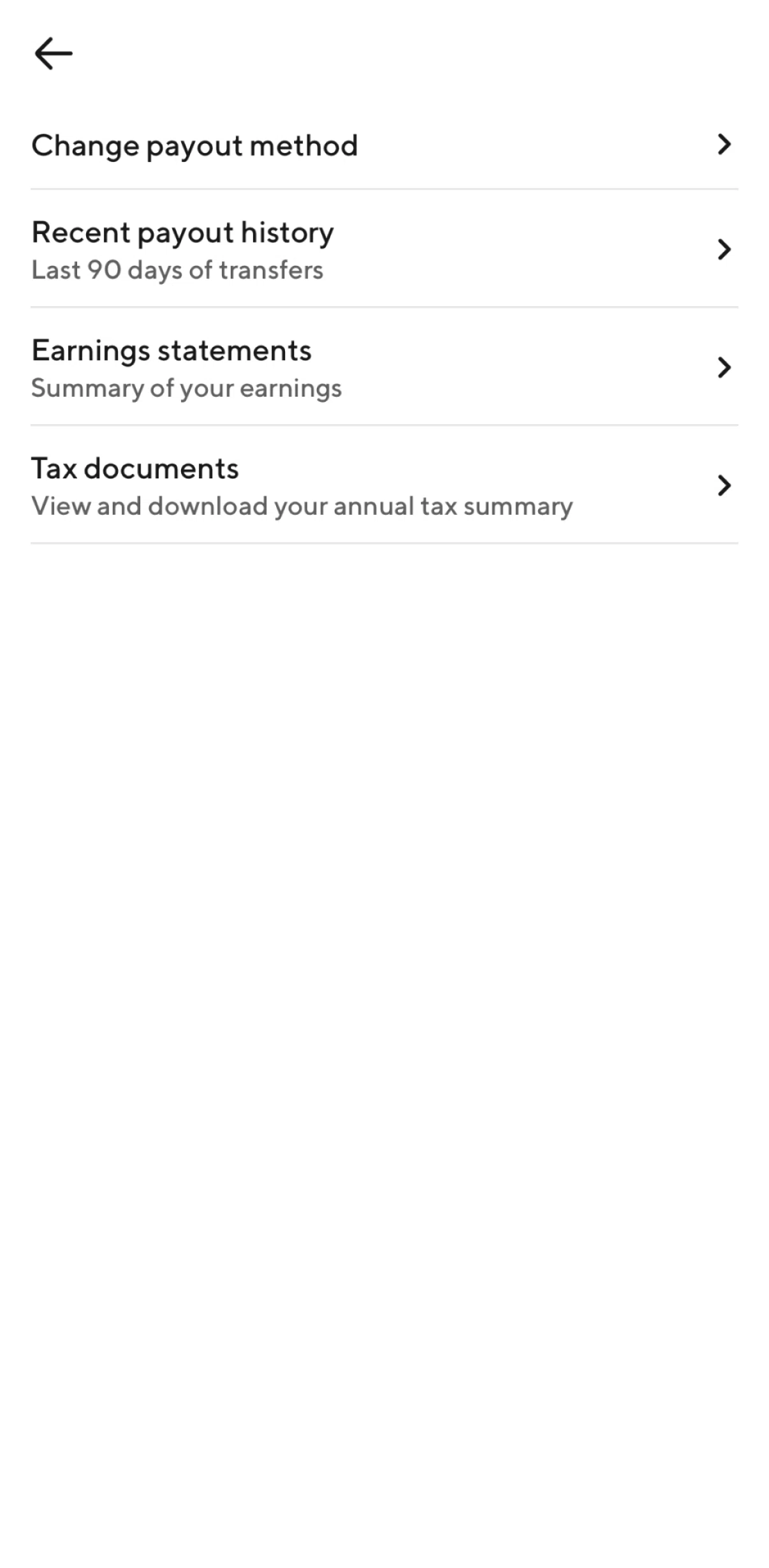 Doordash Dasher Screen screen in the Earnings statements flow