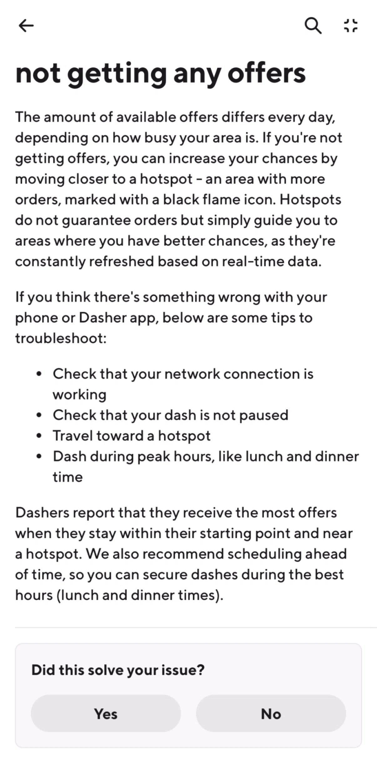 Doordash Dasher Screen screen in the Giving feedback flow