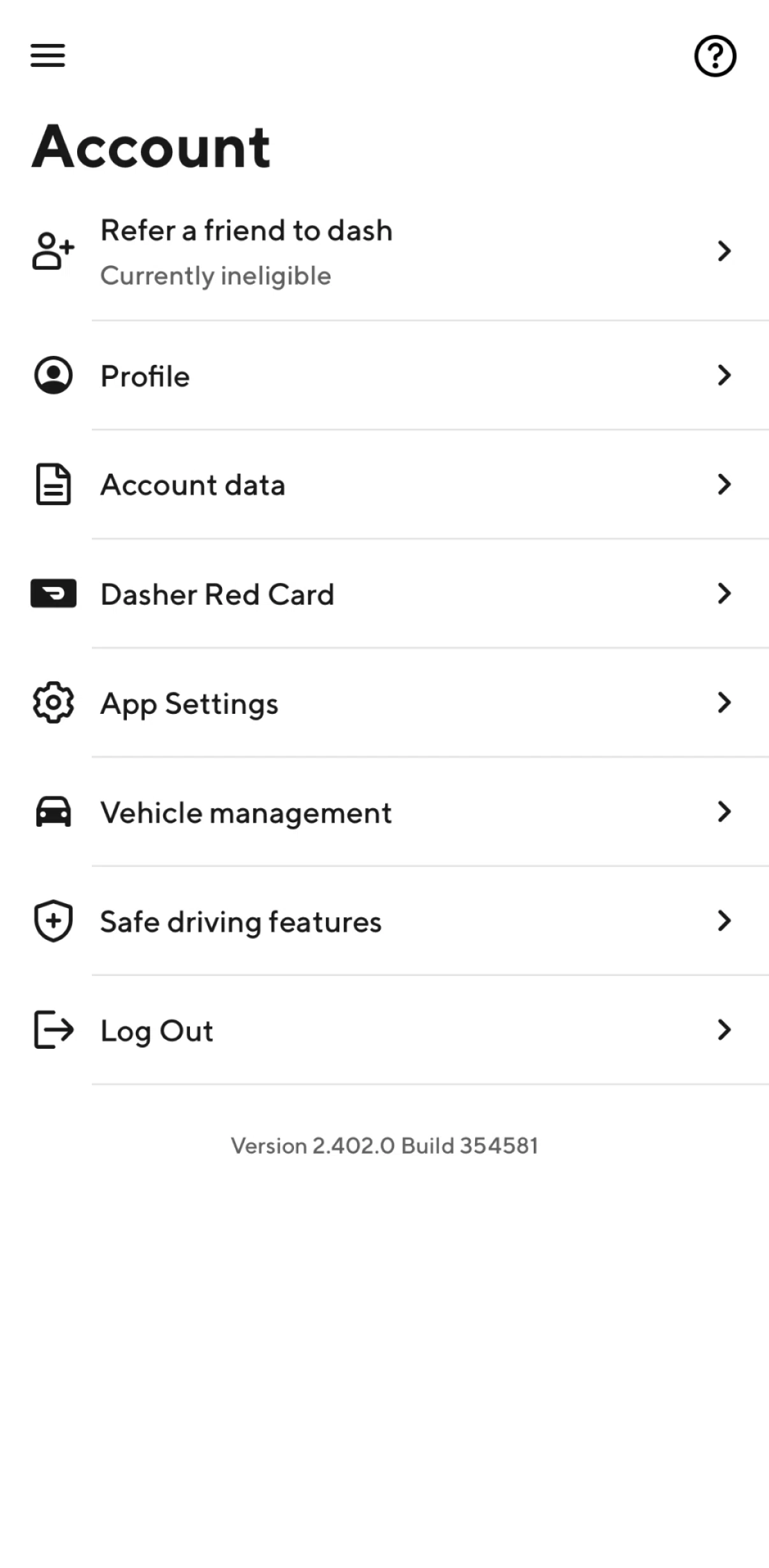 Doordash Dasher Screen screen in the Logging out flow