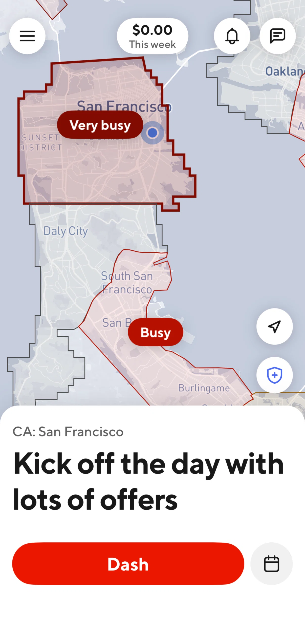 Doordash Dasher Screen screen in the Notifications flow
