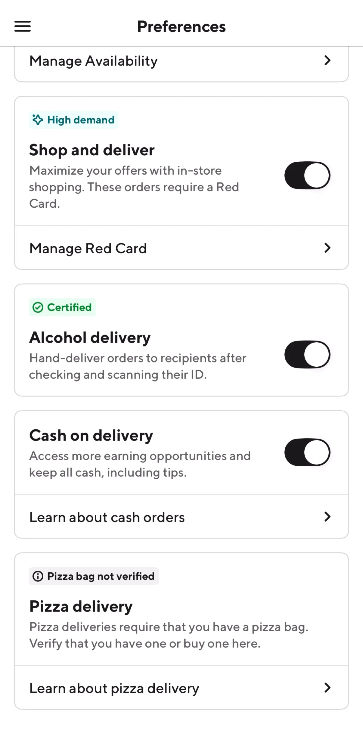 Doordash Dasher Screen screen in the Pizza delivery information flow