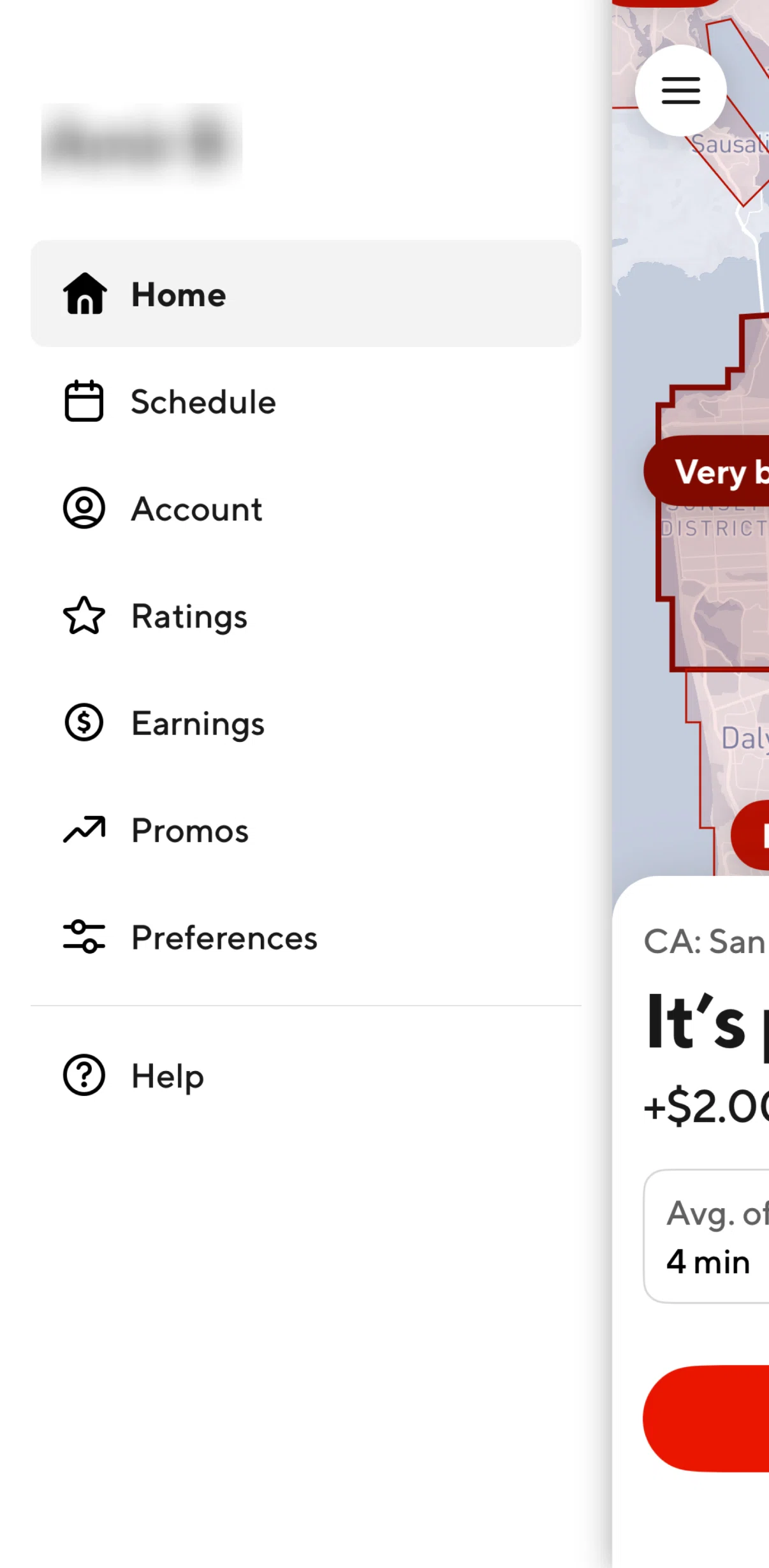 Doordash Dasher Screen screen in the Preferences flow