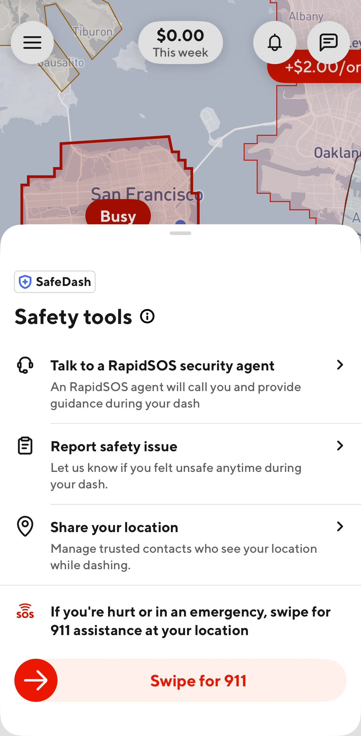 Doordash Dasher Screen screen in the Turning on location sharing flow