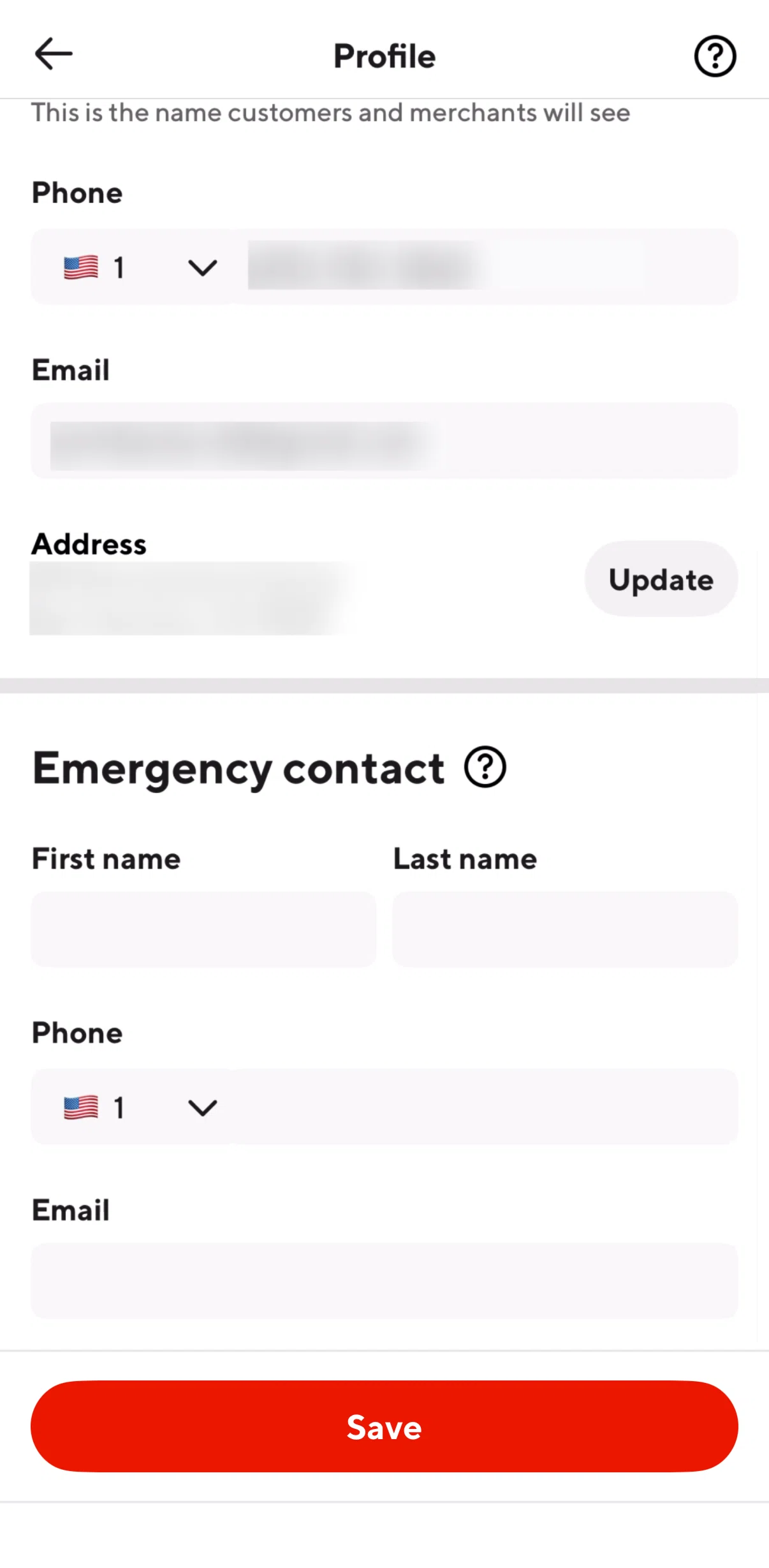 Doordash Dasher Screen screen in the Updating a residential address flow