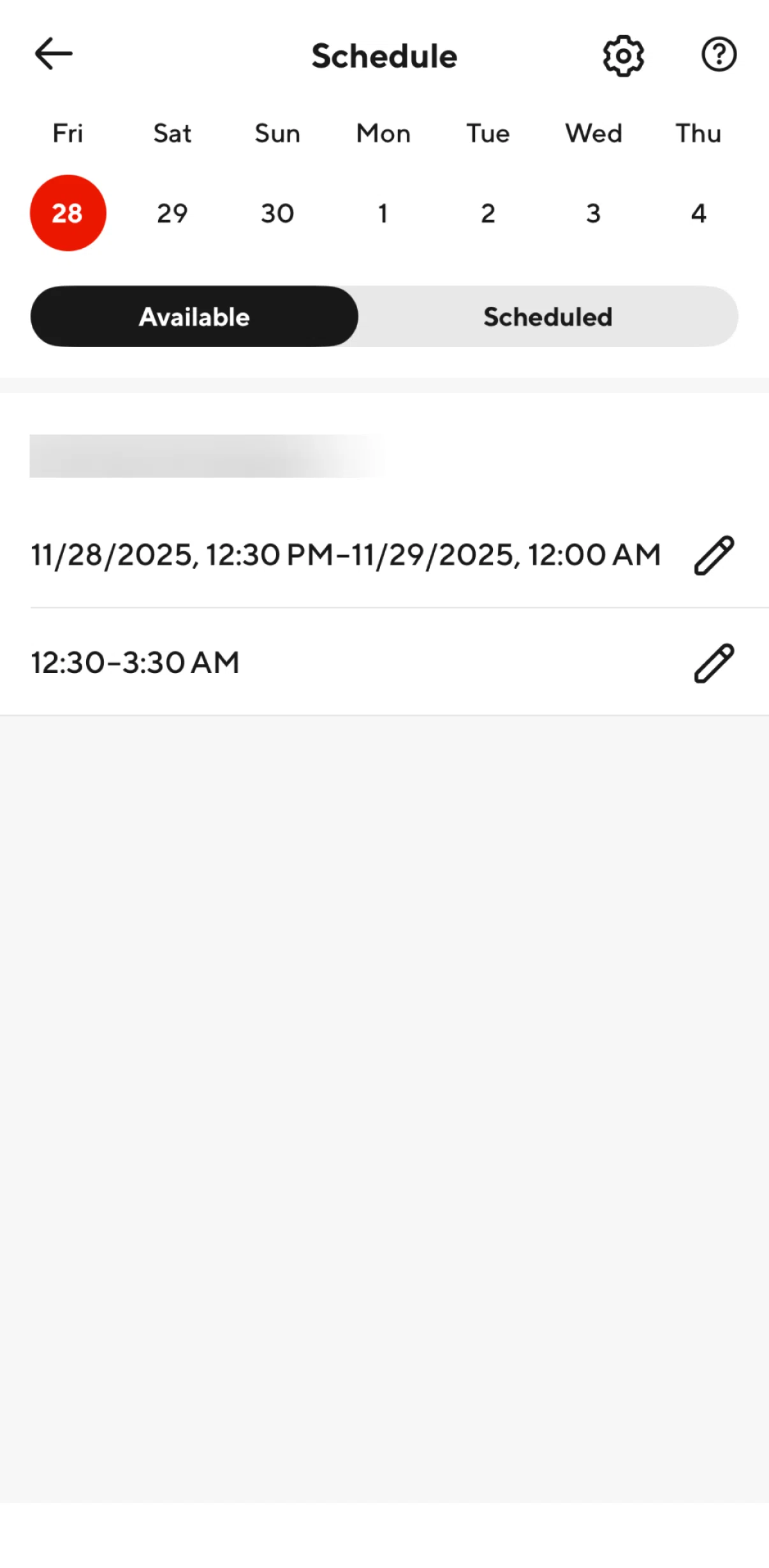 Doordash Dasher Screen screen in the Updating a starting point preference flow