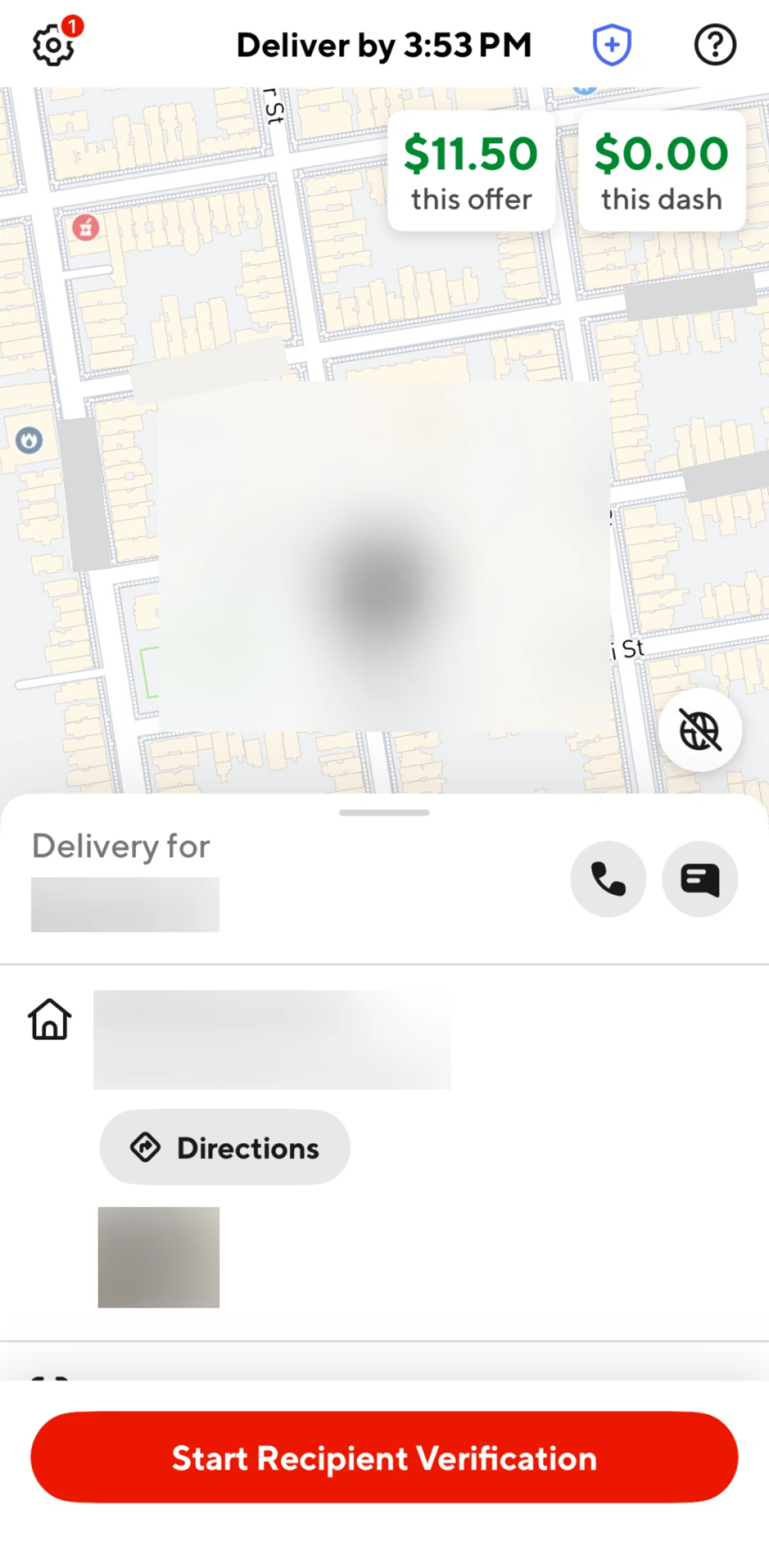 Doordash Dasher Screen screen in the Verifying a recipient's identity flow