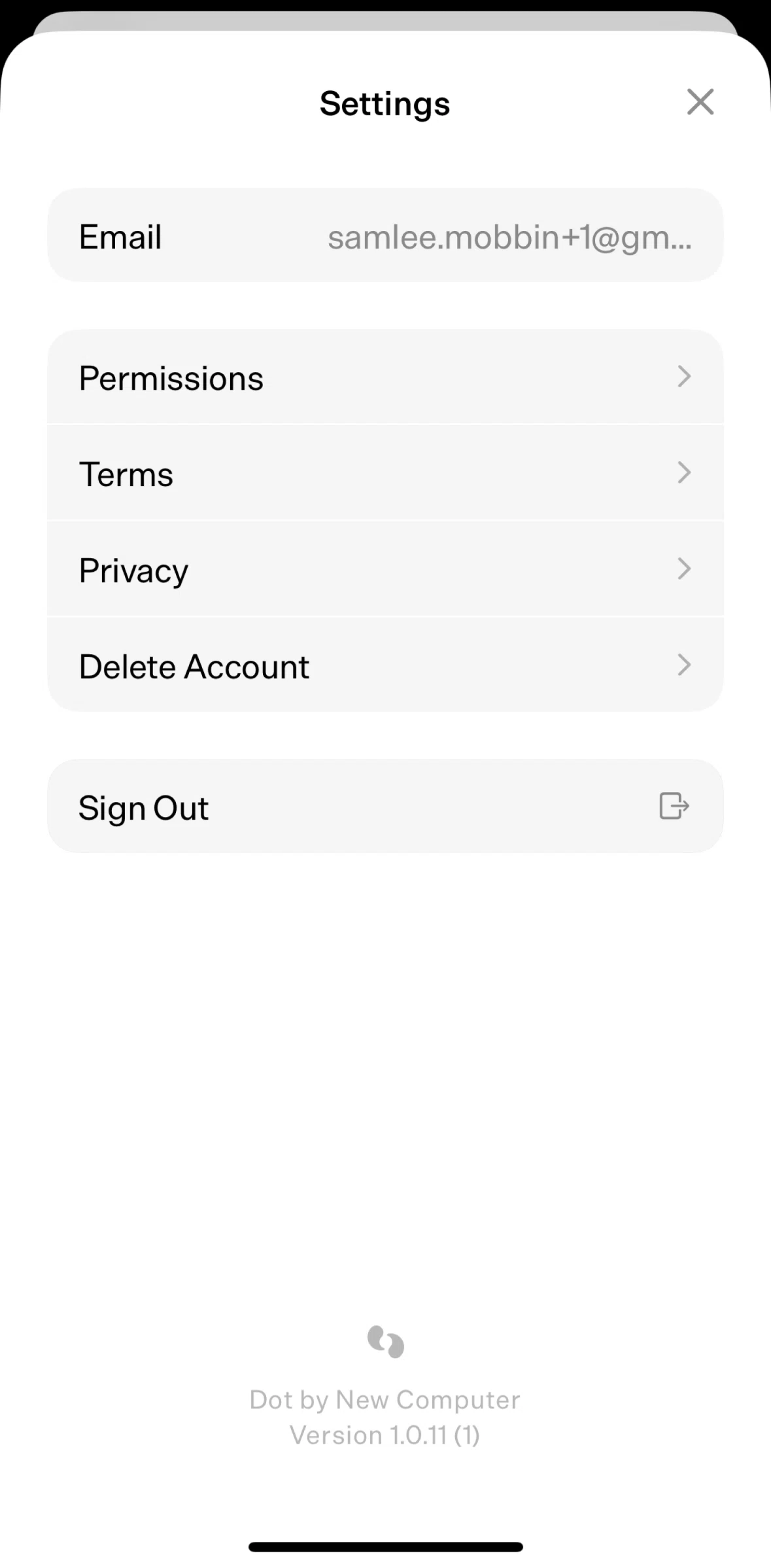 Dot Screen screen in the Privacy policy flow