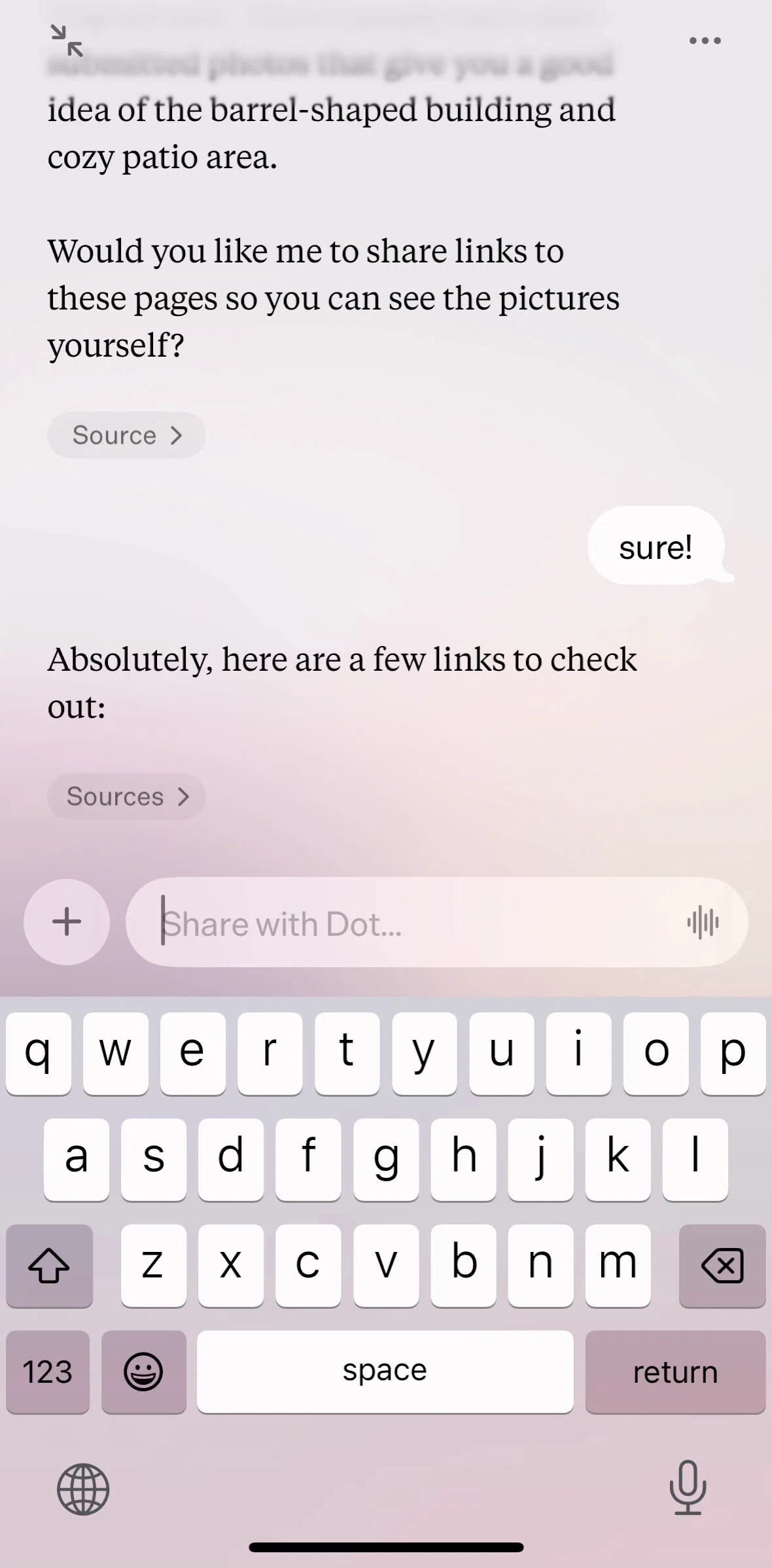 Dot Screen screen in the Show all chats flow