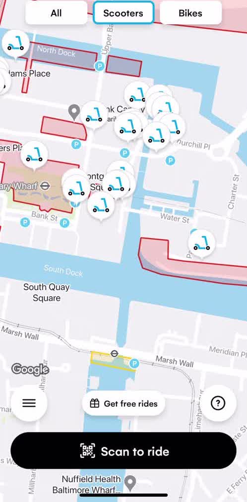 Dott Browse map screen in the Booking Transport flow
