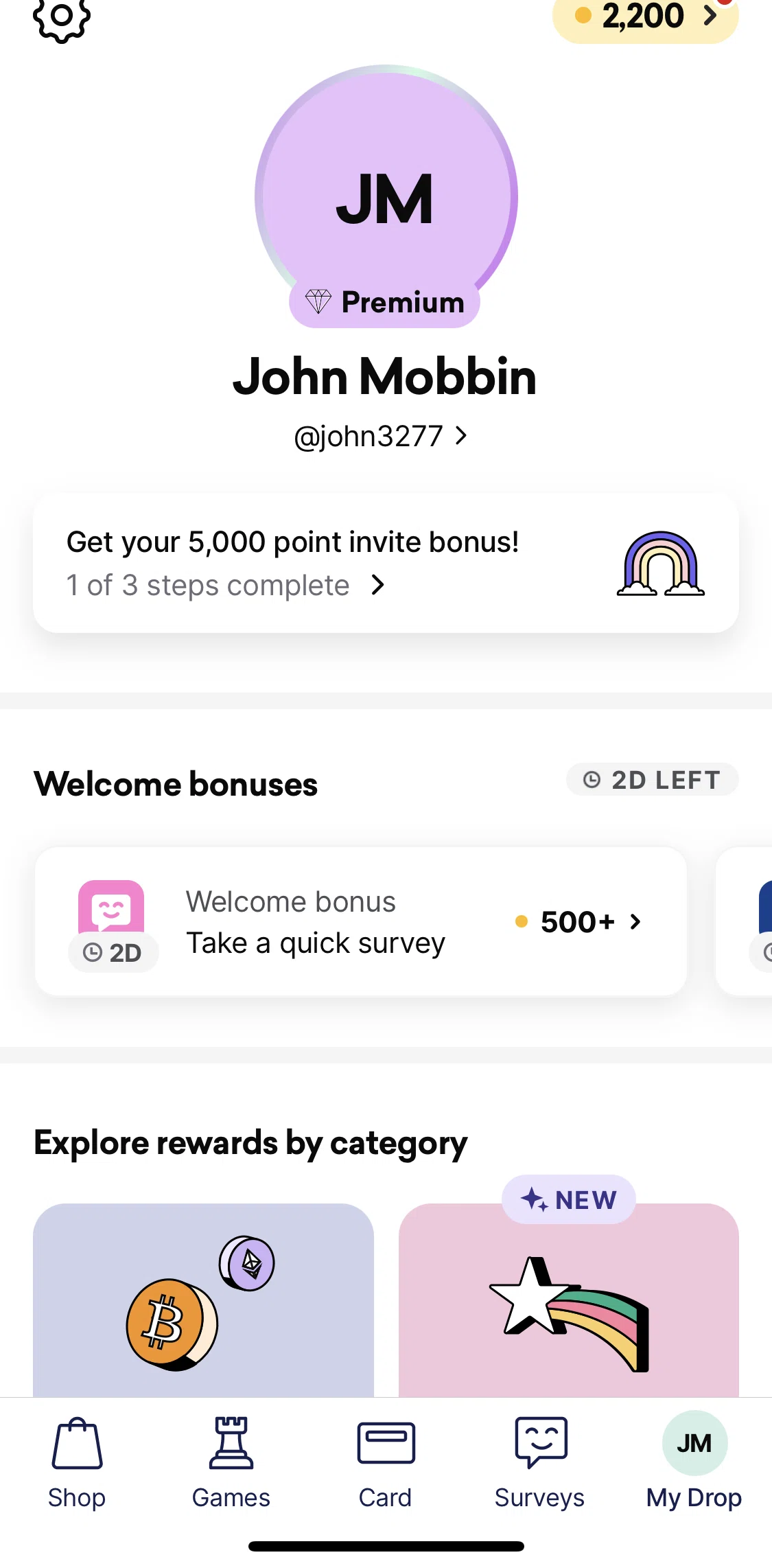 Drop Screen screen in the Points flow