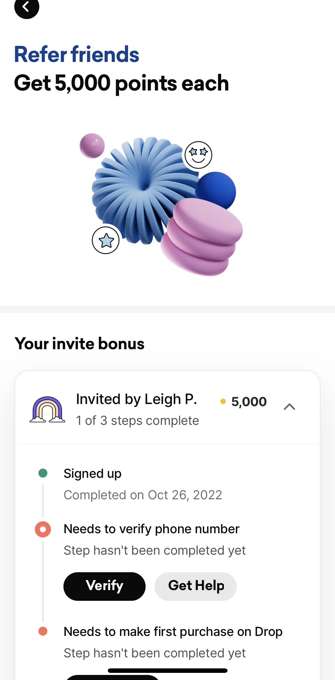 Drop Screen screen in the Verifying phone number flow