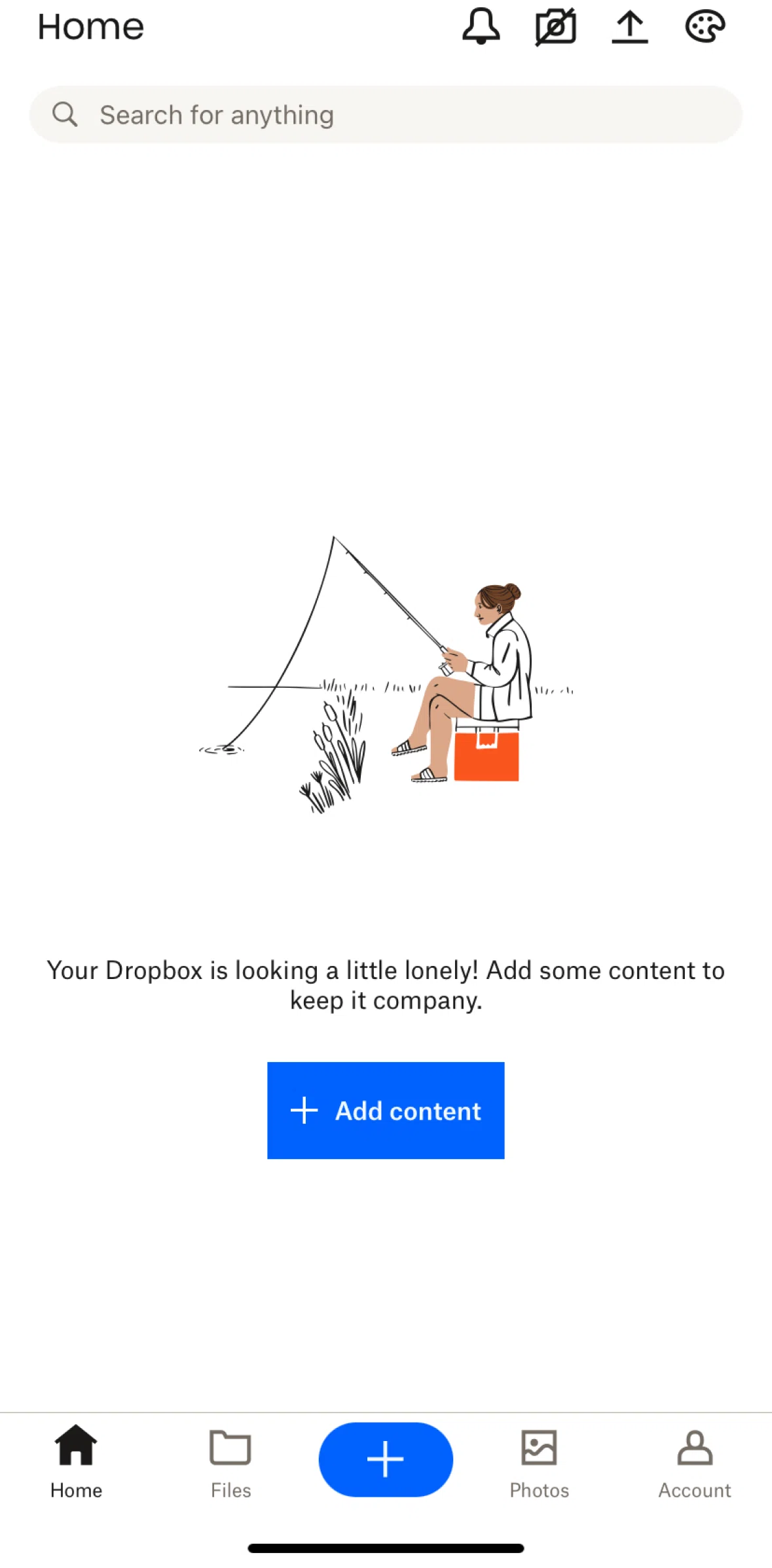 Dropbox Screen 1 screen in the Adding content flow