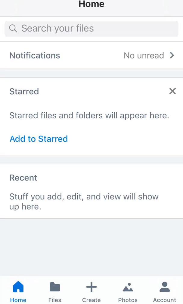 Dropbox Screen 1 screen in the Deleting Files flow