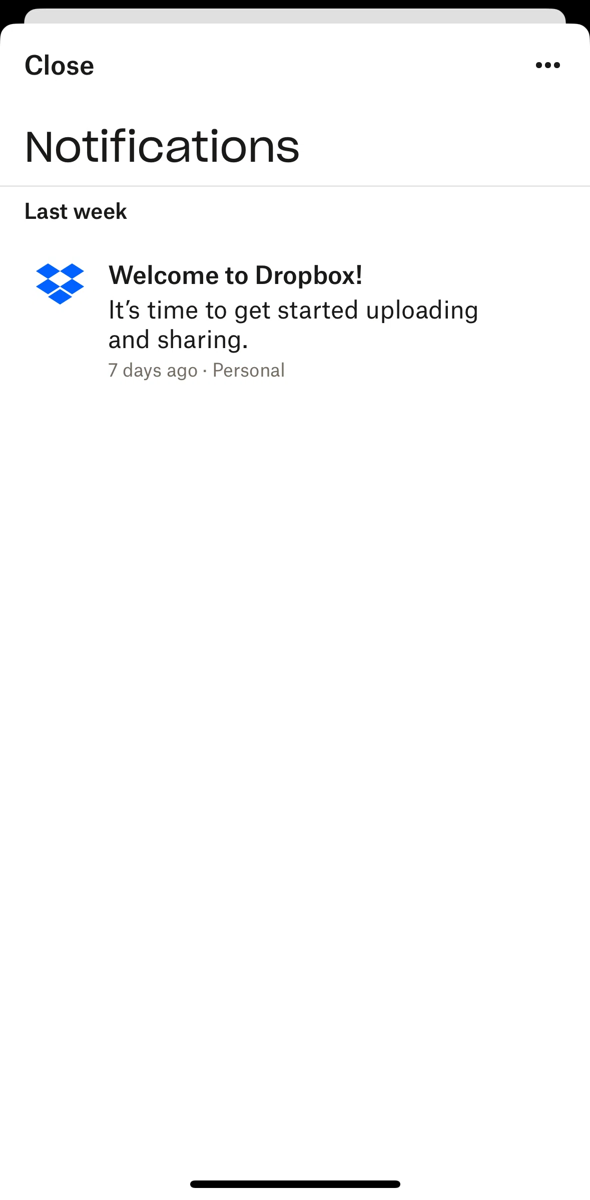 Dropbox Screen 1 screen in the Notifications flow