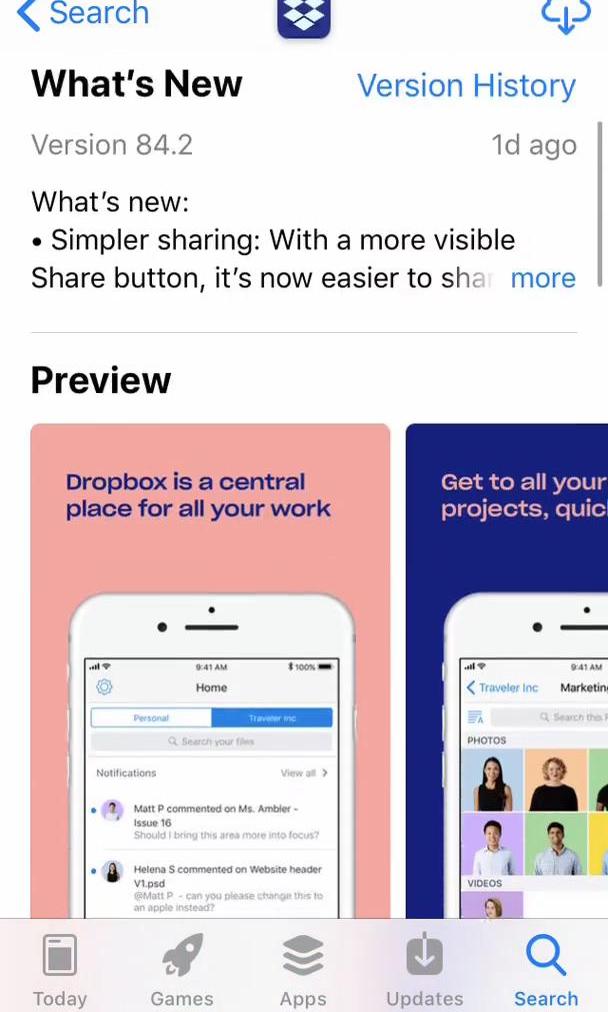 Dropbox Screen screen in the Onboarding flow