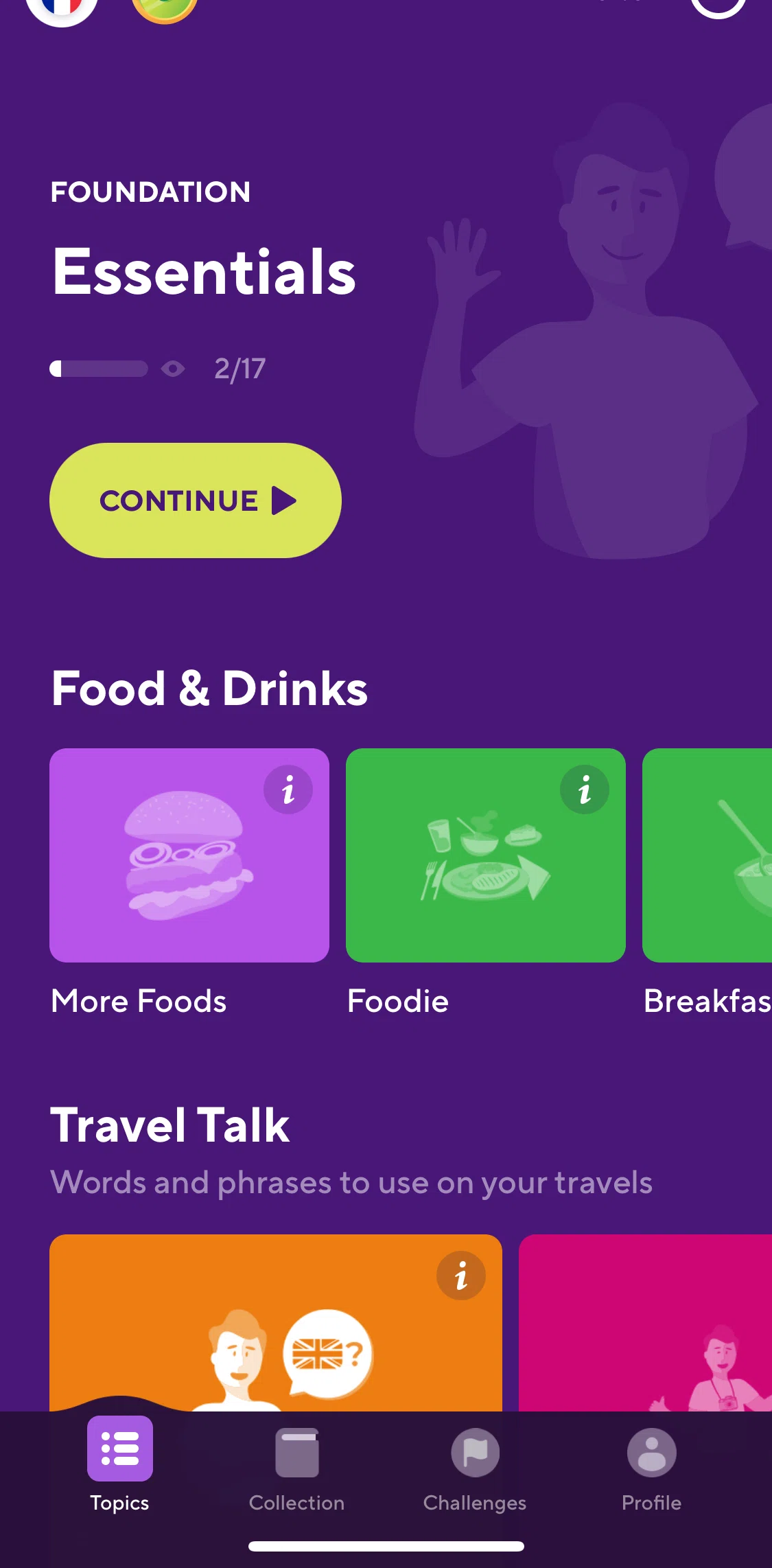Drops Screen screen in the Adding a new language flow