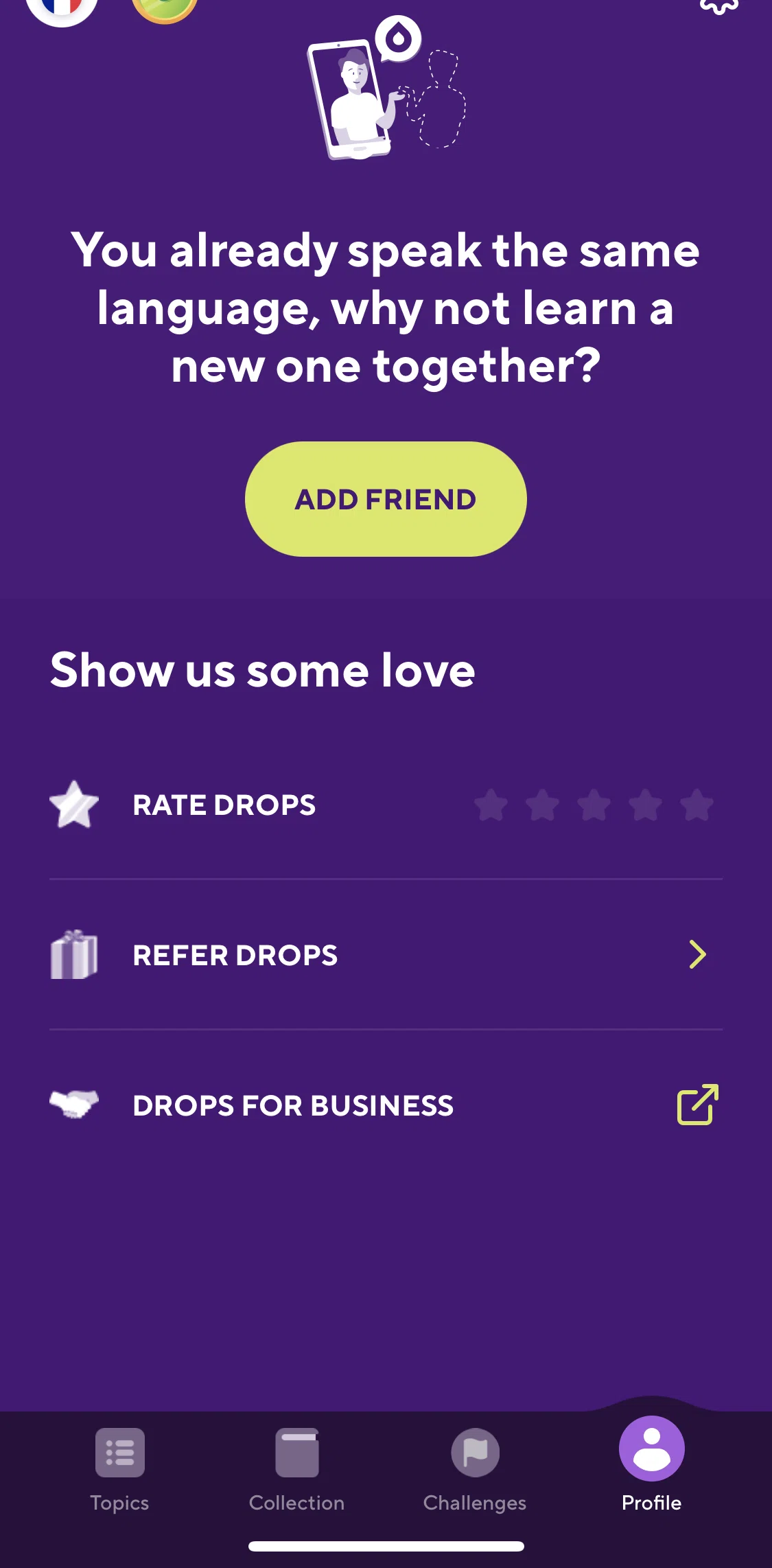 Drops Screen screen in the Refer drops flow