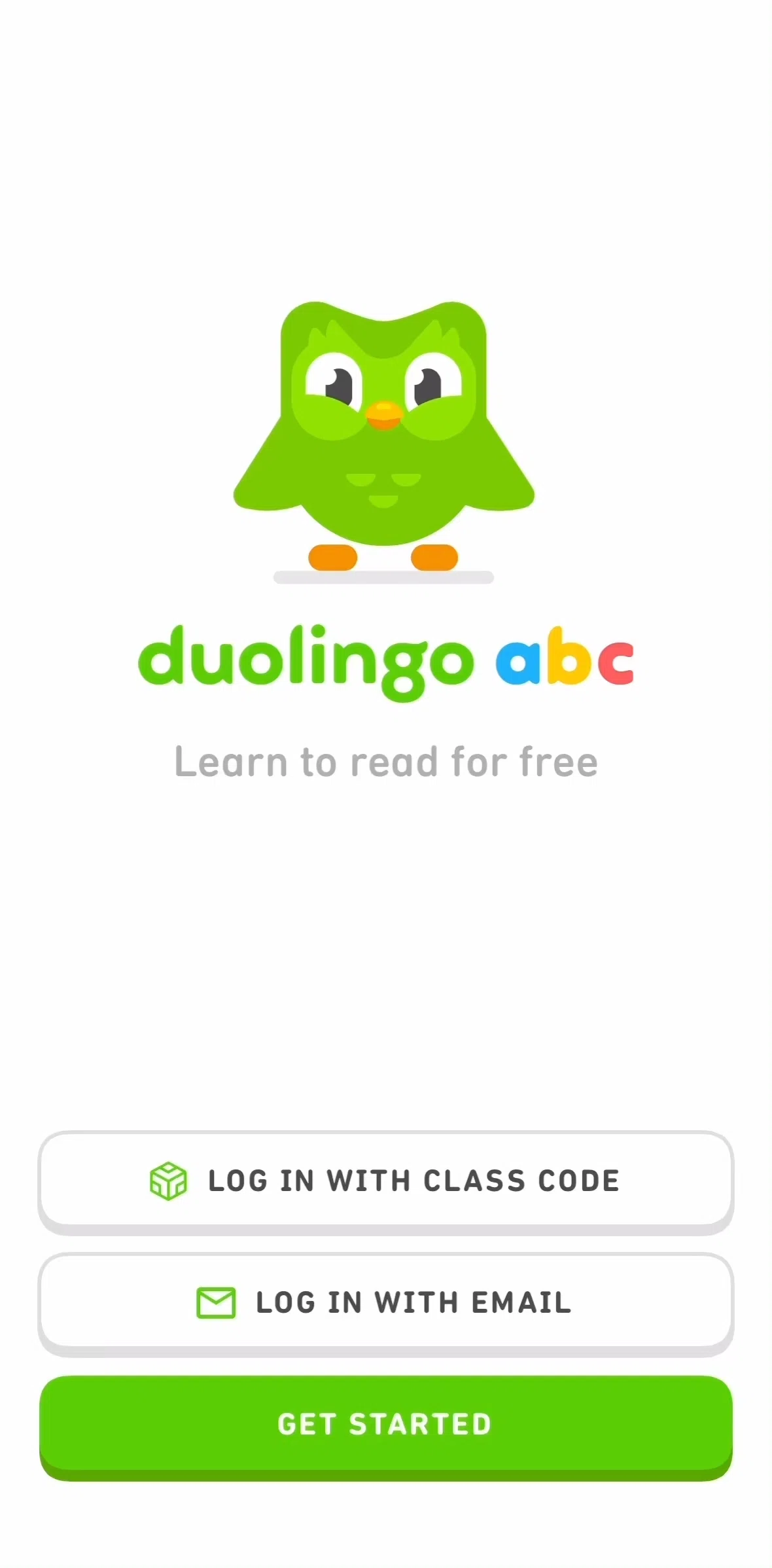 Duolingo ABC Screen screen in the Logging in flow