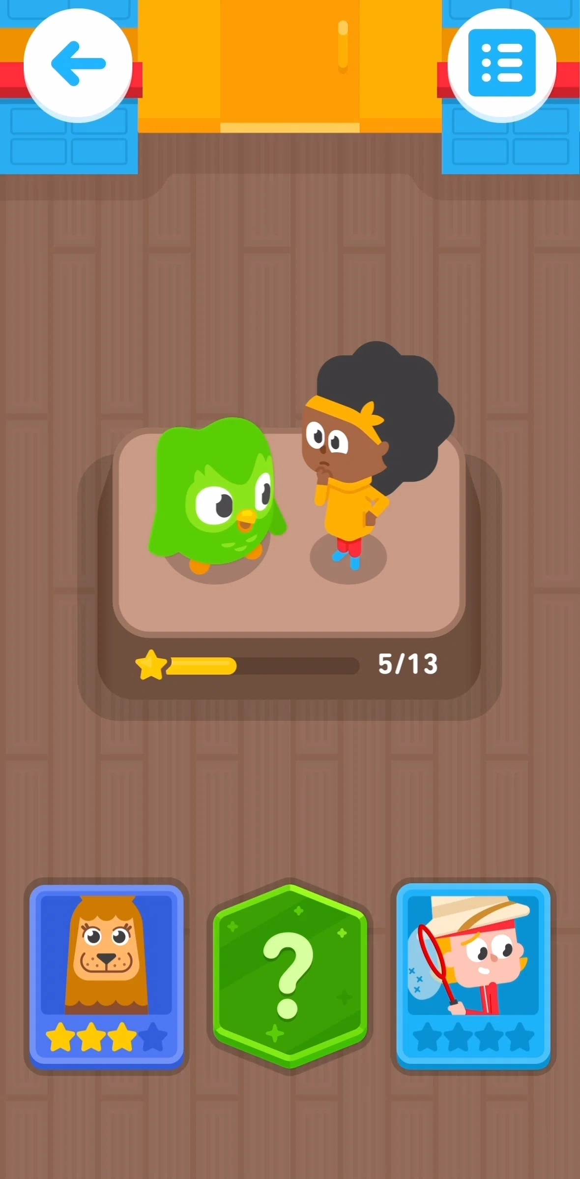 Duolingo ABC Screen screen in the Opening a secret card flow