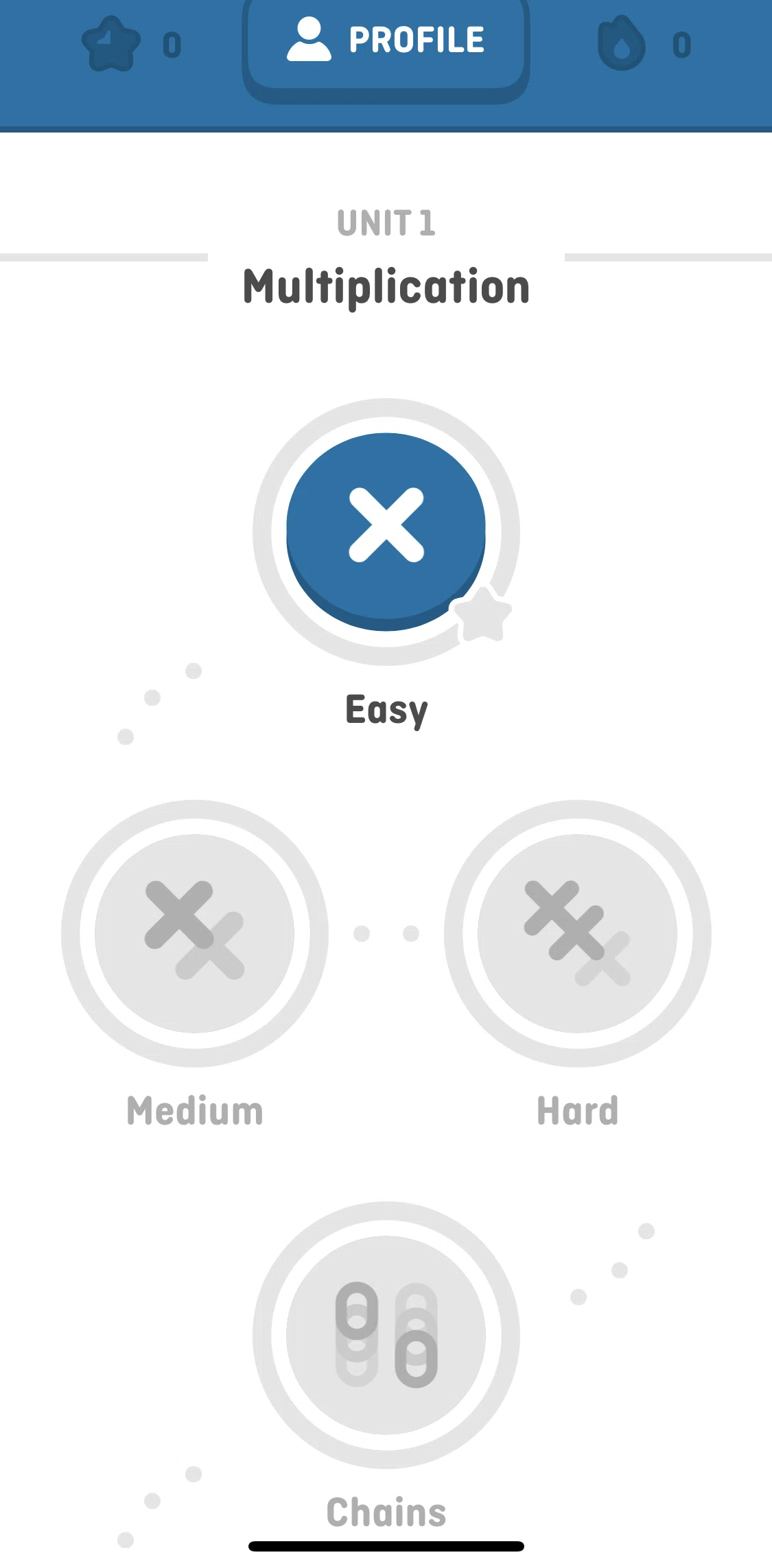 Duolingo Math Screen screen in the Completing a course quiz flow