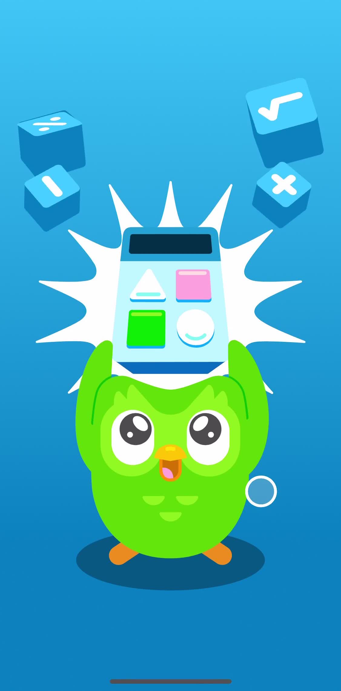 Duolingo Math Splash screen screen in the Onboarding flow