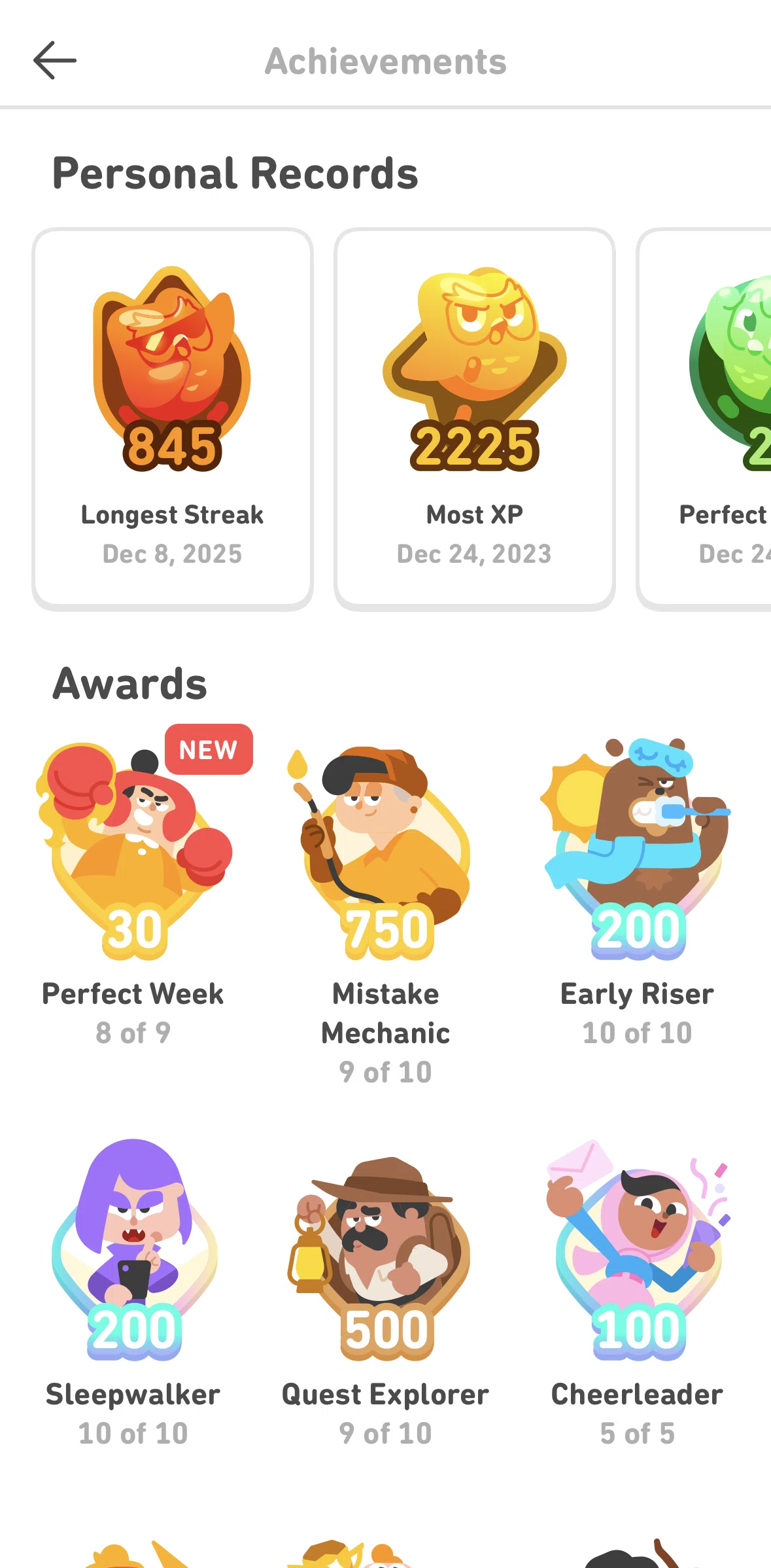 Duolingo Screen screen in the Achievement detail flow