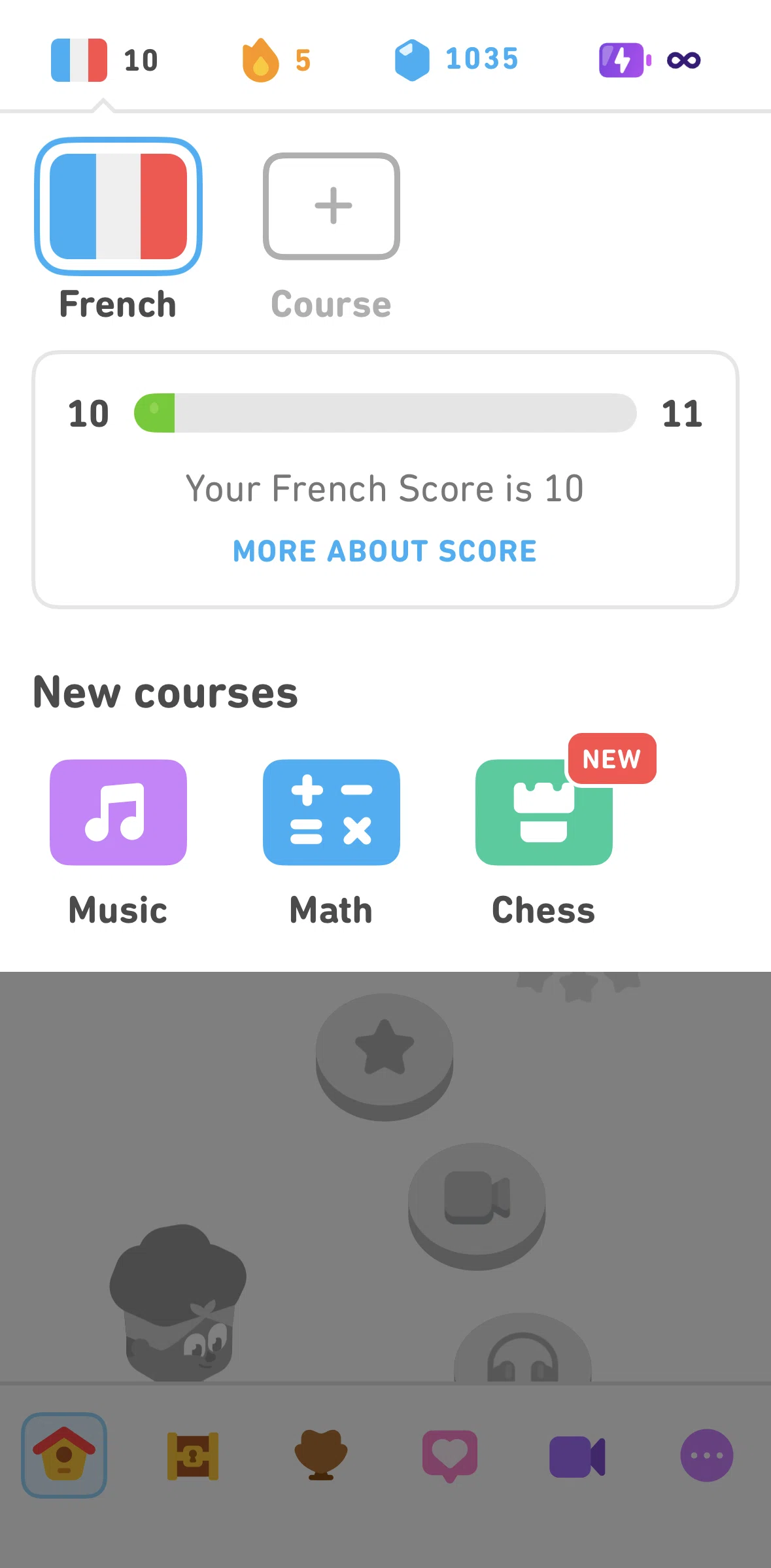 Duolingo Screen screen in the Adding a course (language) flow
