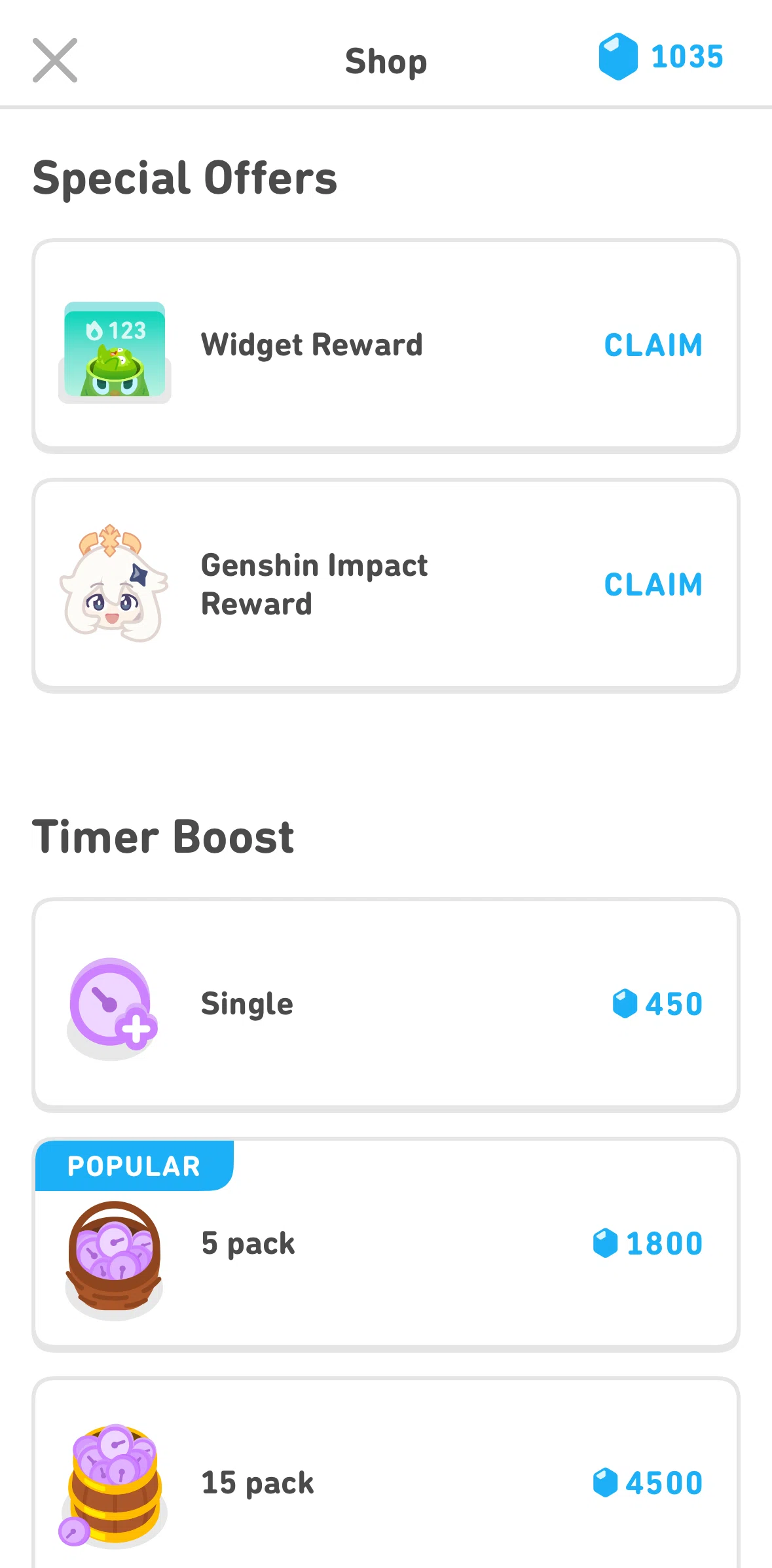 Duolingo Screen screen in the Claiming a reward flow