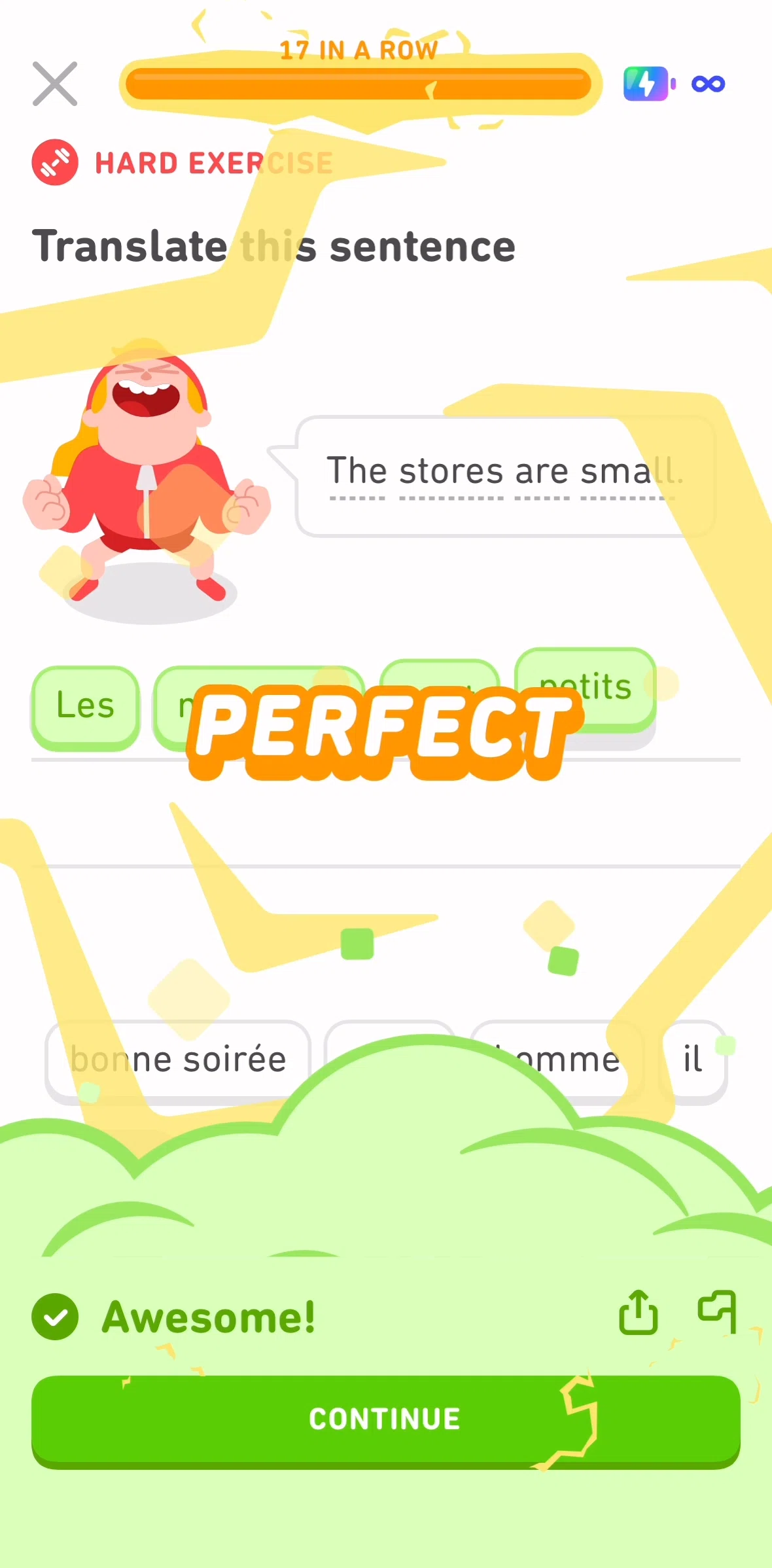Duolingo Screen screen in the Completing a lesson flow