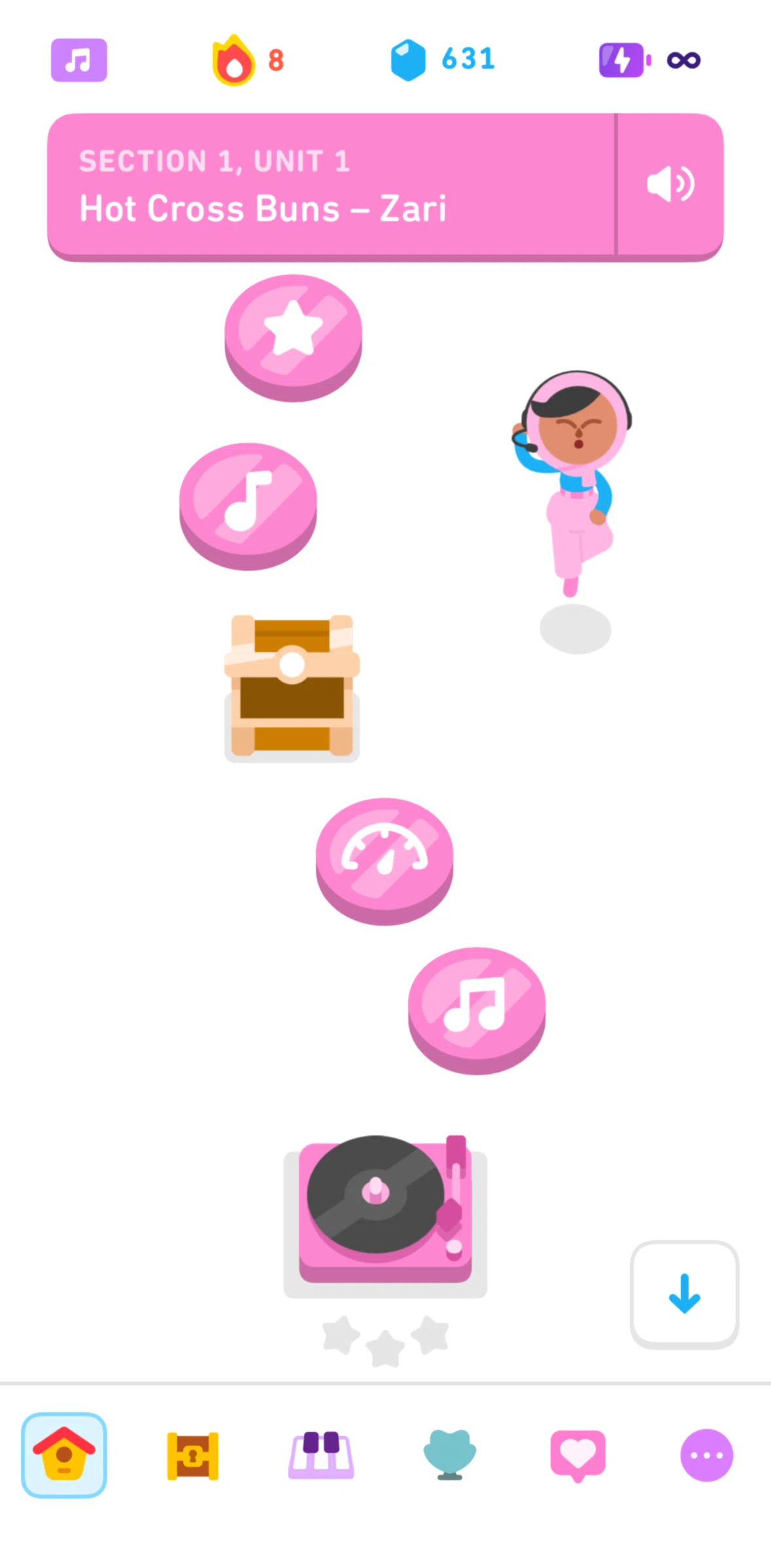 Duolingo Screen screen in the Completing a song lesson flow