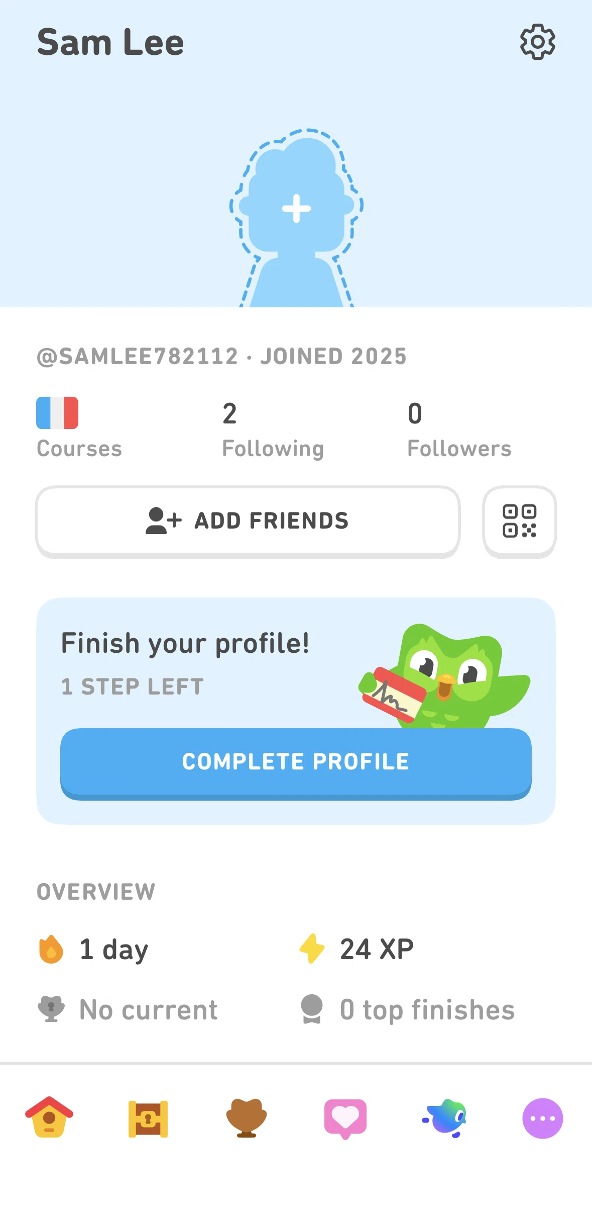 Duolingo Screen screen in the Creating an avatar flow