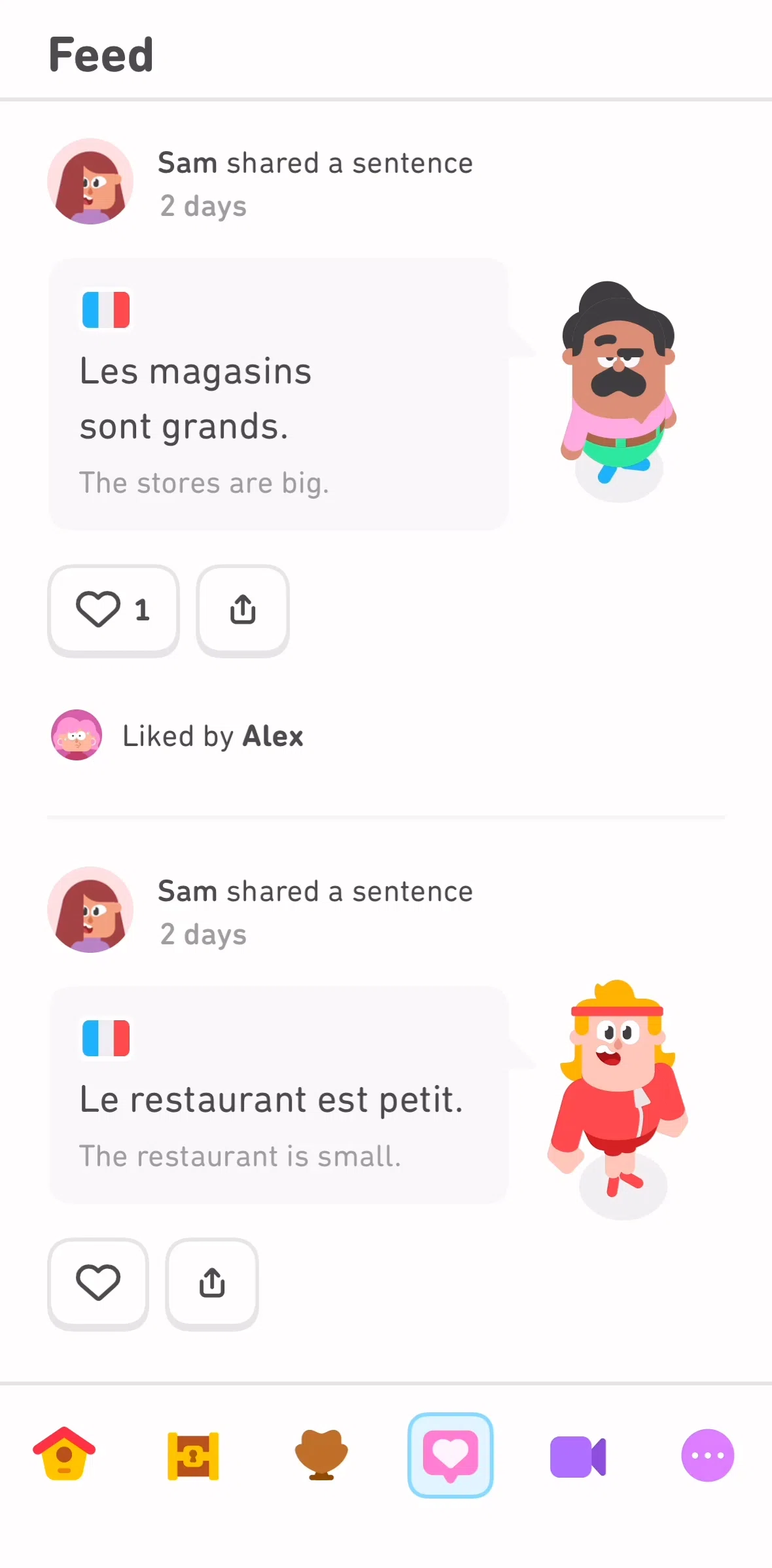Duolingo Screen screen in the Liking a post flow