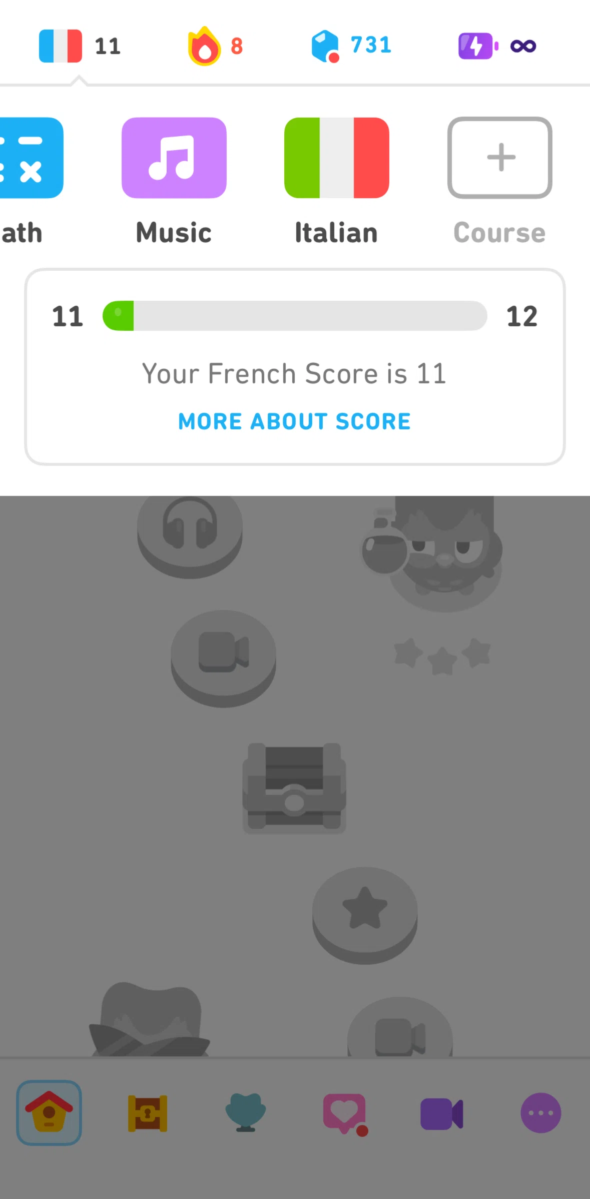 Duolingo Screen screen in the Music flow