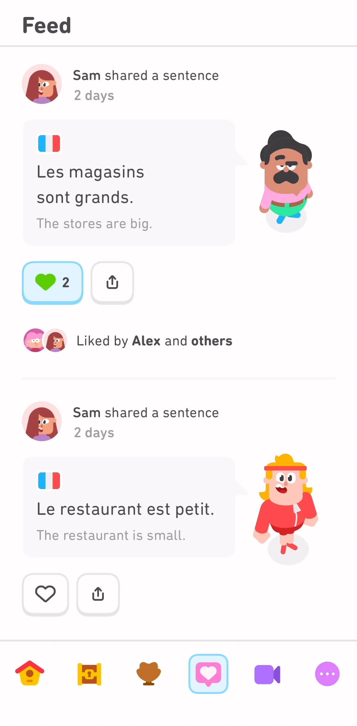 Duolingo Screen screen in the Reactions flow